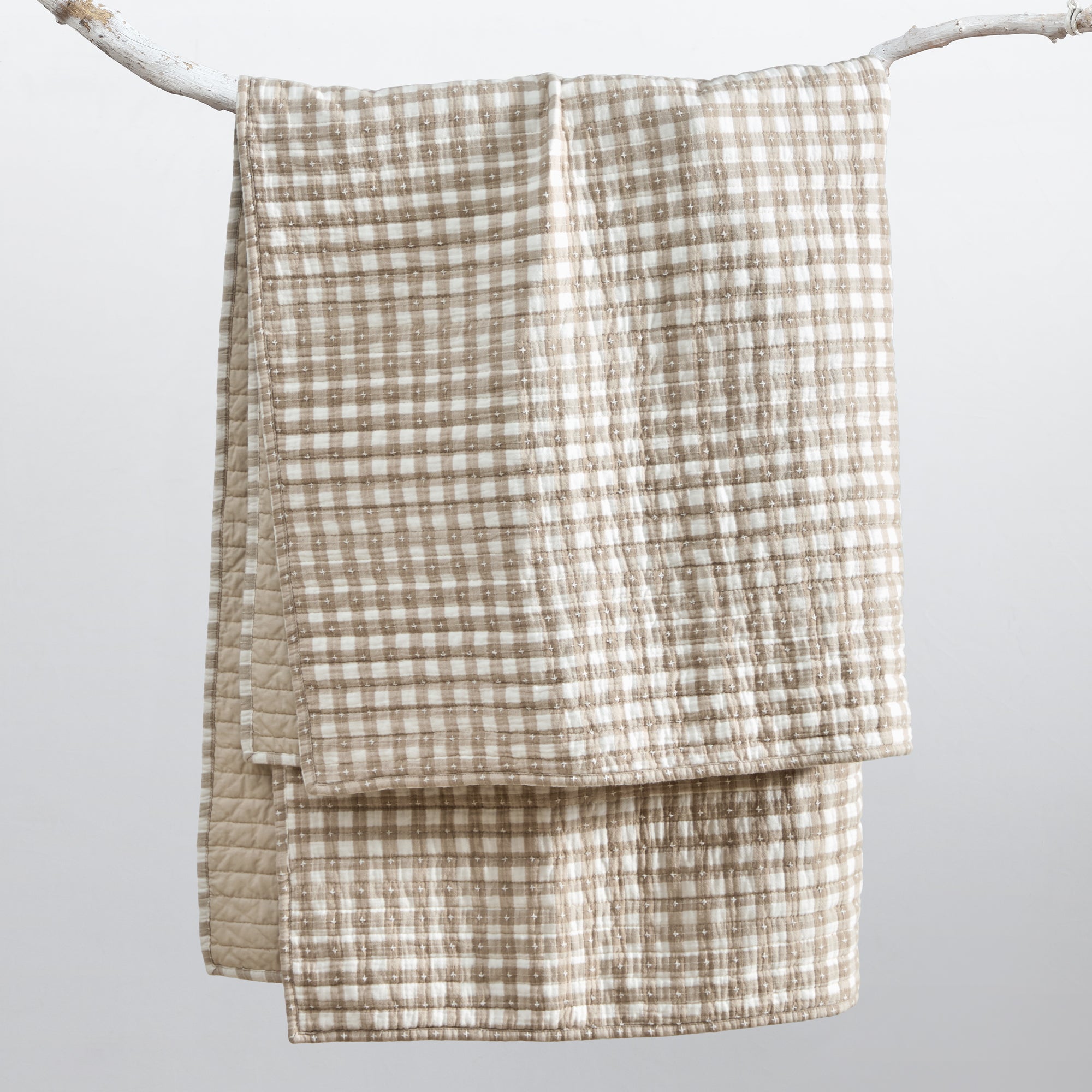 Camden Gingham Stitch Quilted Throw