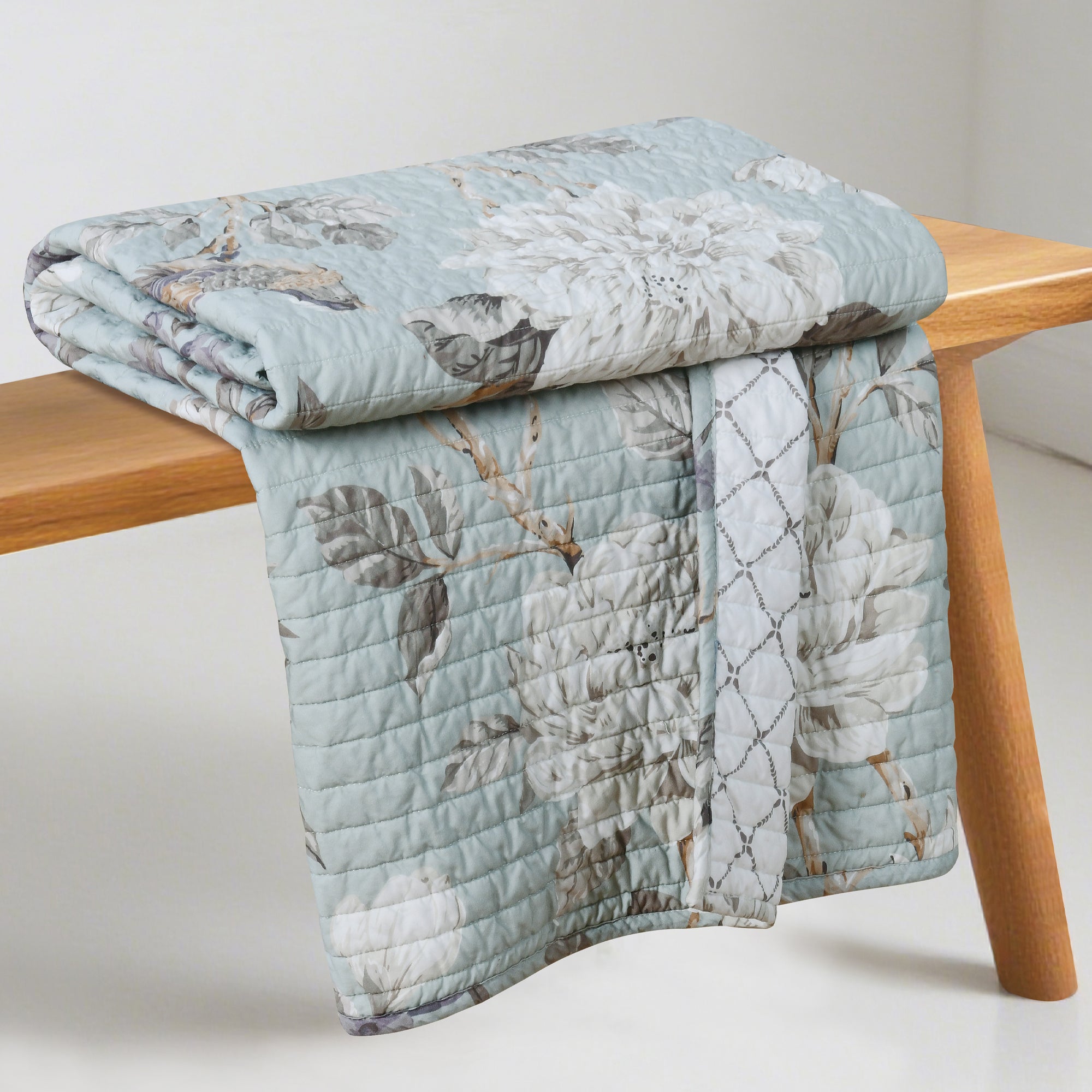 Belvedere Blue Quilted Throw