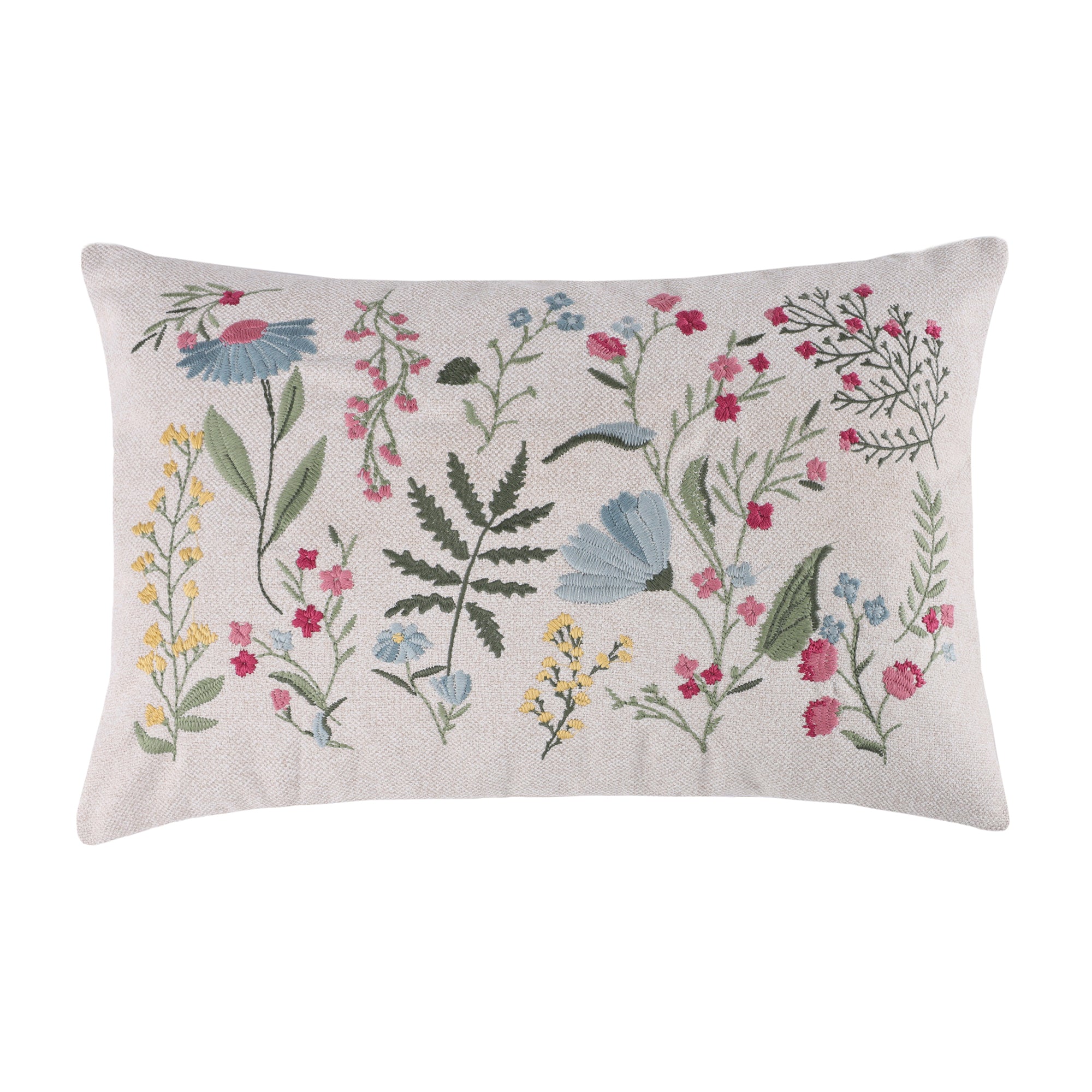 Kensington Garden Embroidered Botanical Pillow
