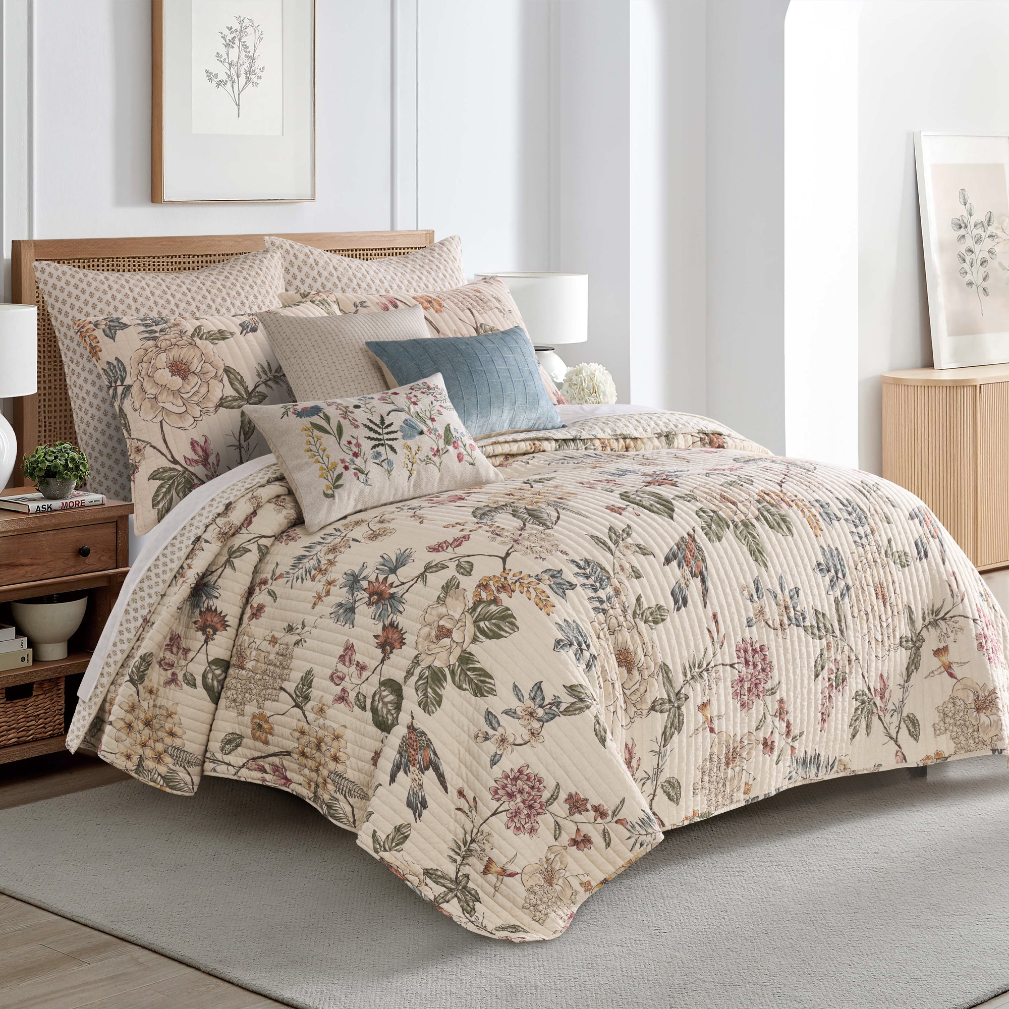 Kensington Garden Embroidered Botanical Pillow