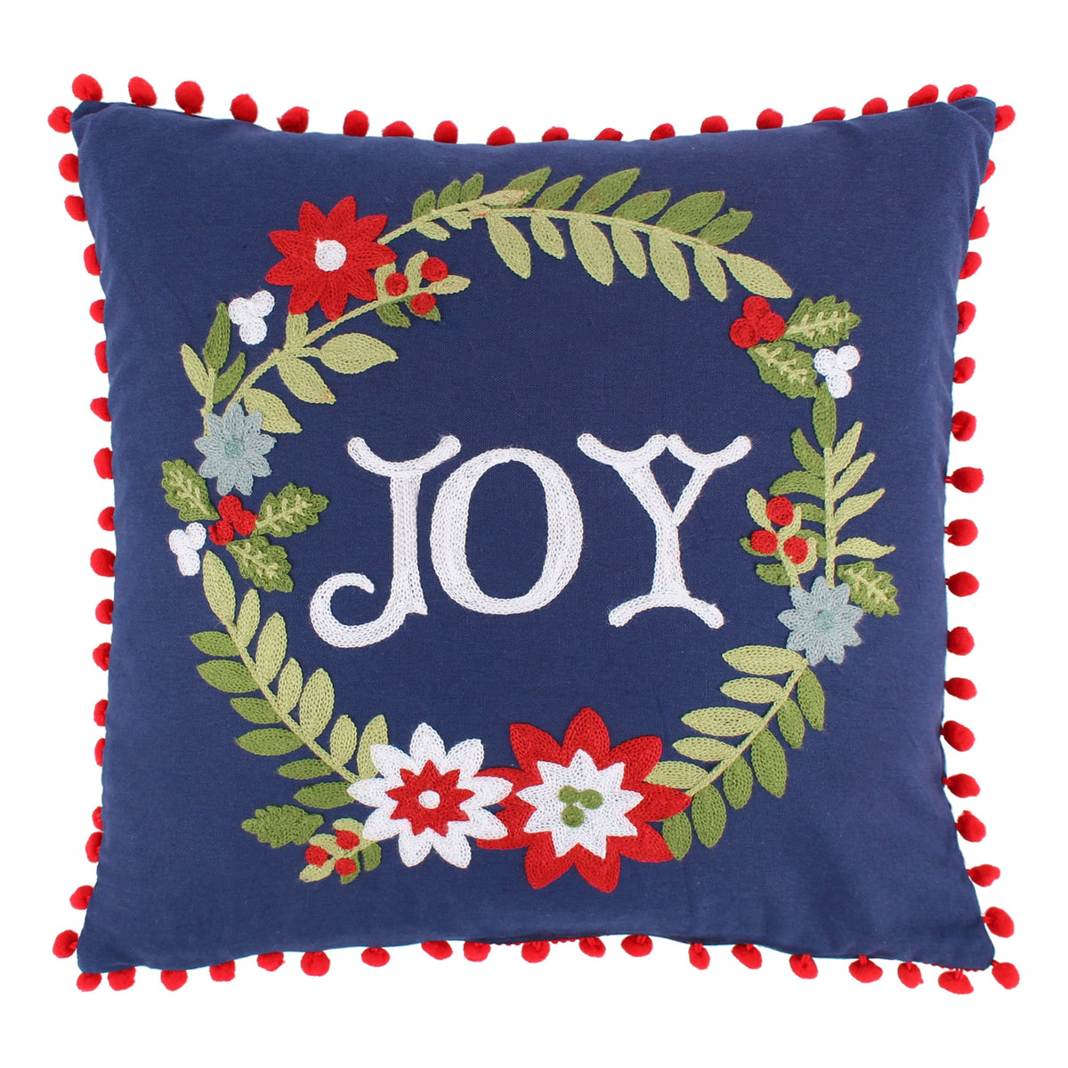 Bauble Christmas Crewel Joy Pillow 18x18