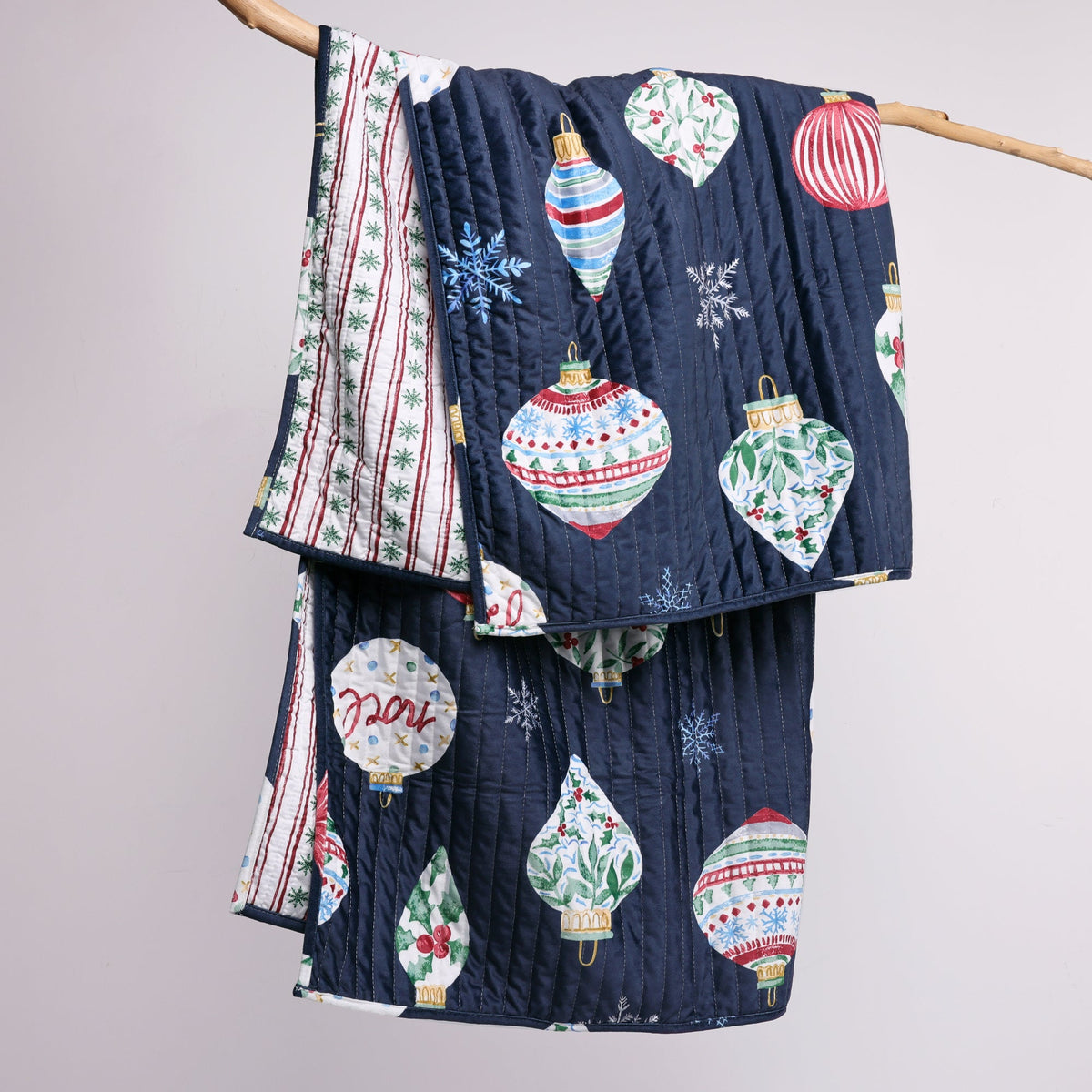 Bauble Christmas Quilted Throw