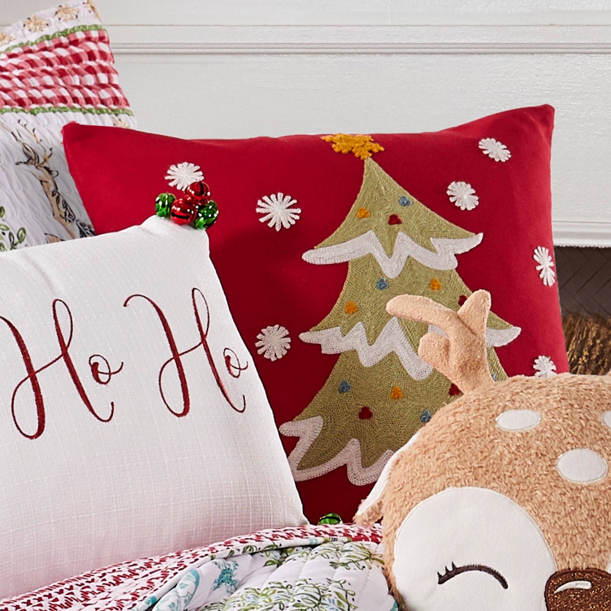 Levtex Home Merry & Bright Comet & Cupid Christmas Tree Pillow Decorative Pillows