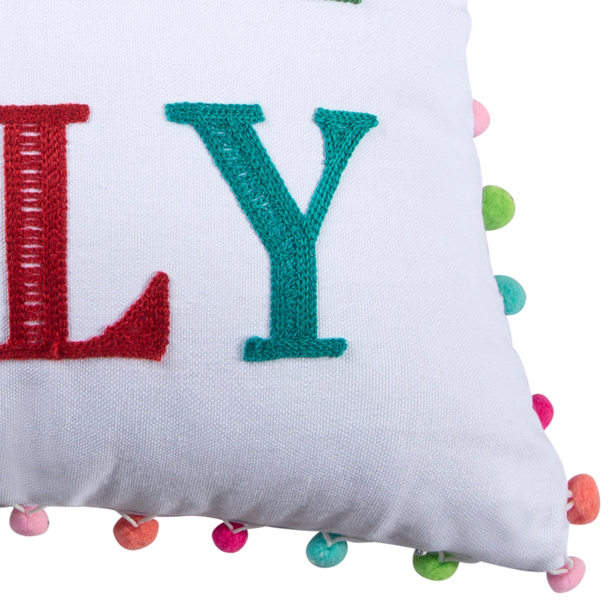 Levtex Home Merry & Bright Holly Jolly Pom Pillow Decorative Pillows