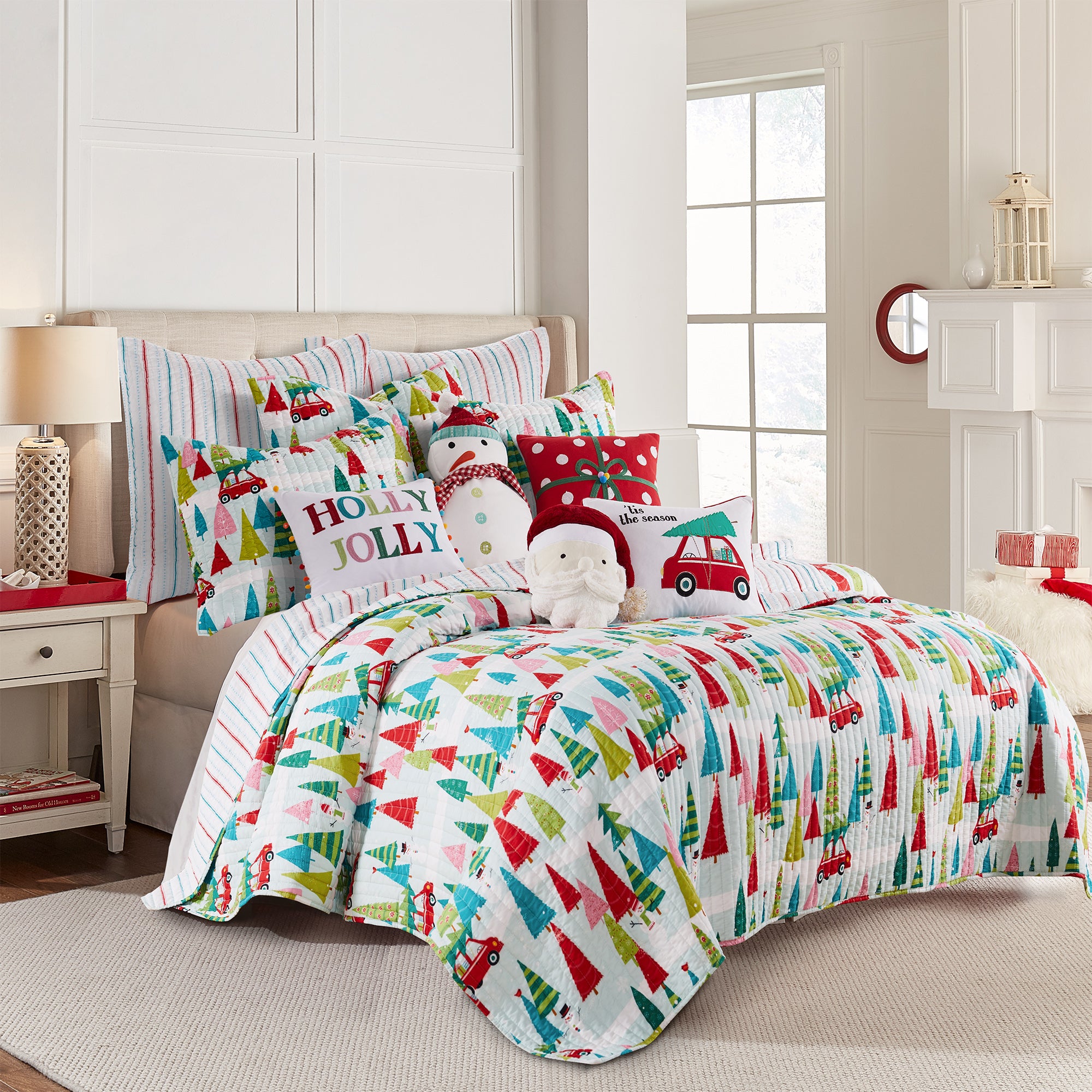 Levtex Home Merry & Bright Holly Jolly Euro Sham - Set of 2 Euro Shams