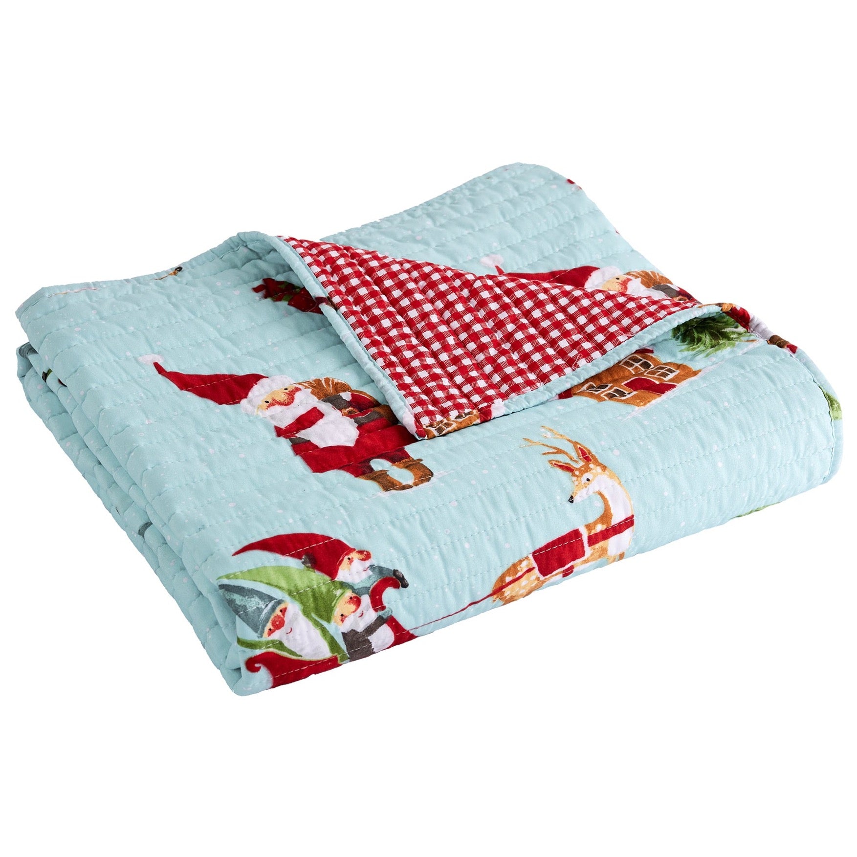 Merry & Bright Gnome for the Holidays Quilted Throw