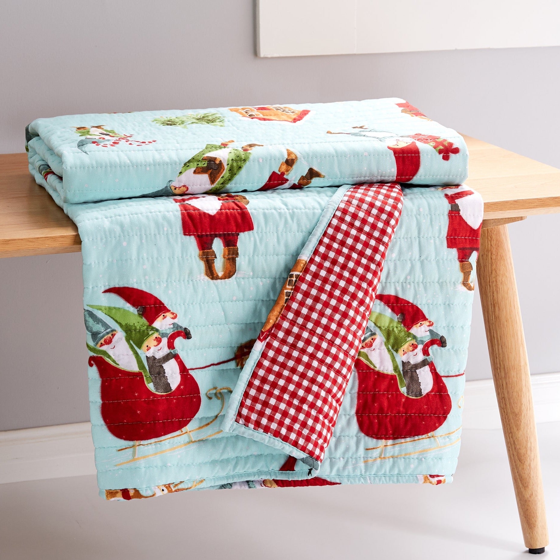 Merry & Bright Gnome for the Holidays Quilted Throw