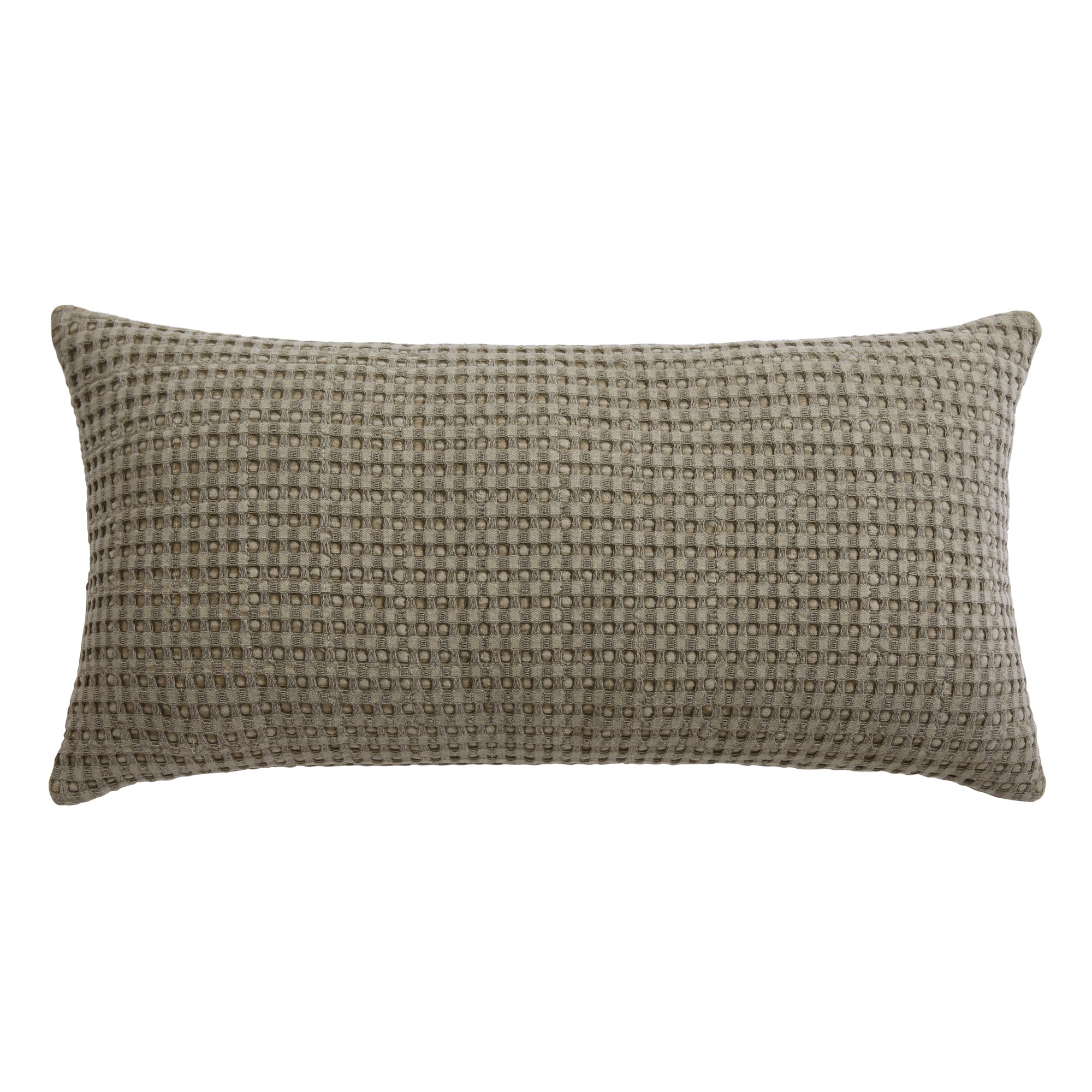 Mills Waffle Taupe Pillow 12x24