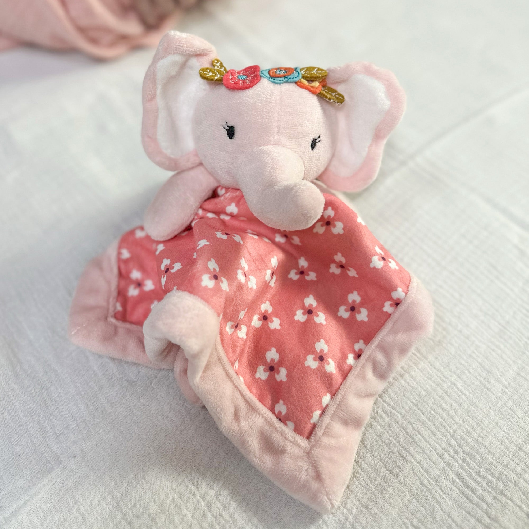 Elephant Plush Security Blanket - Pink