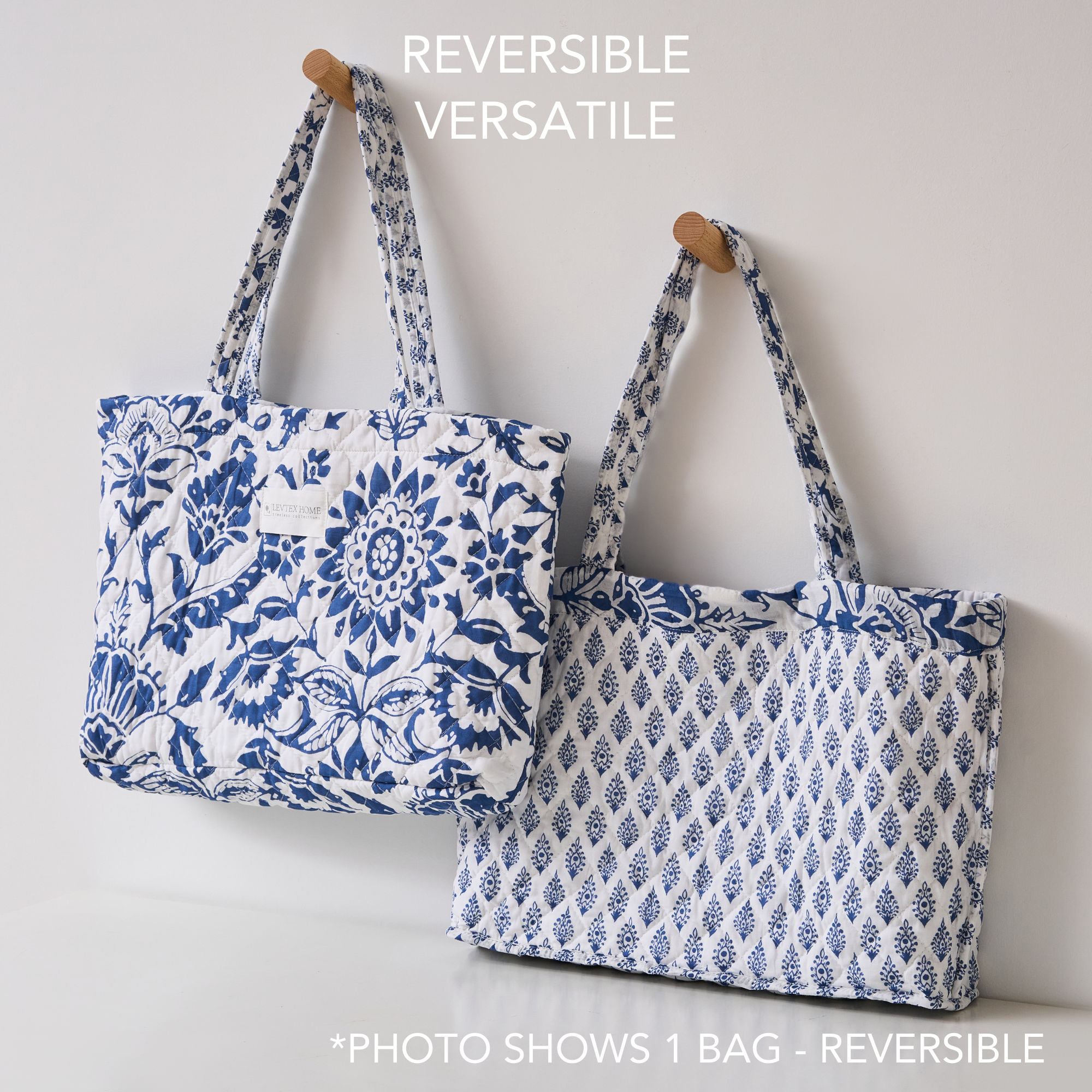 Levtex Home Clara Blue Tote Bag Tote Bags