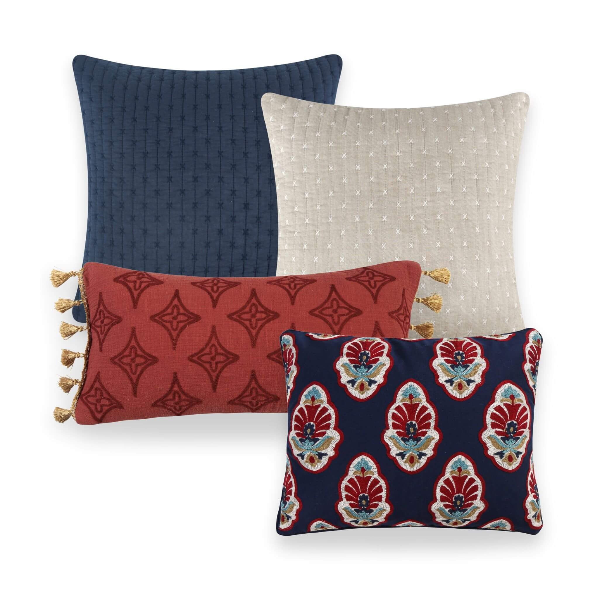 Levtex Home Red and Navy Pillow Bundle Decorative Pillows