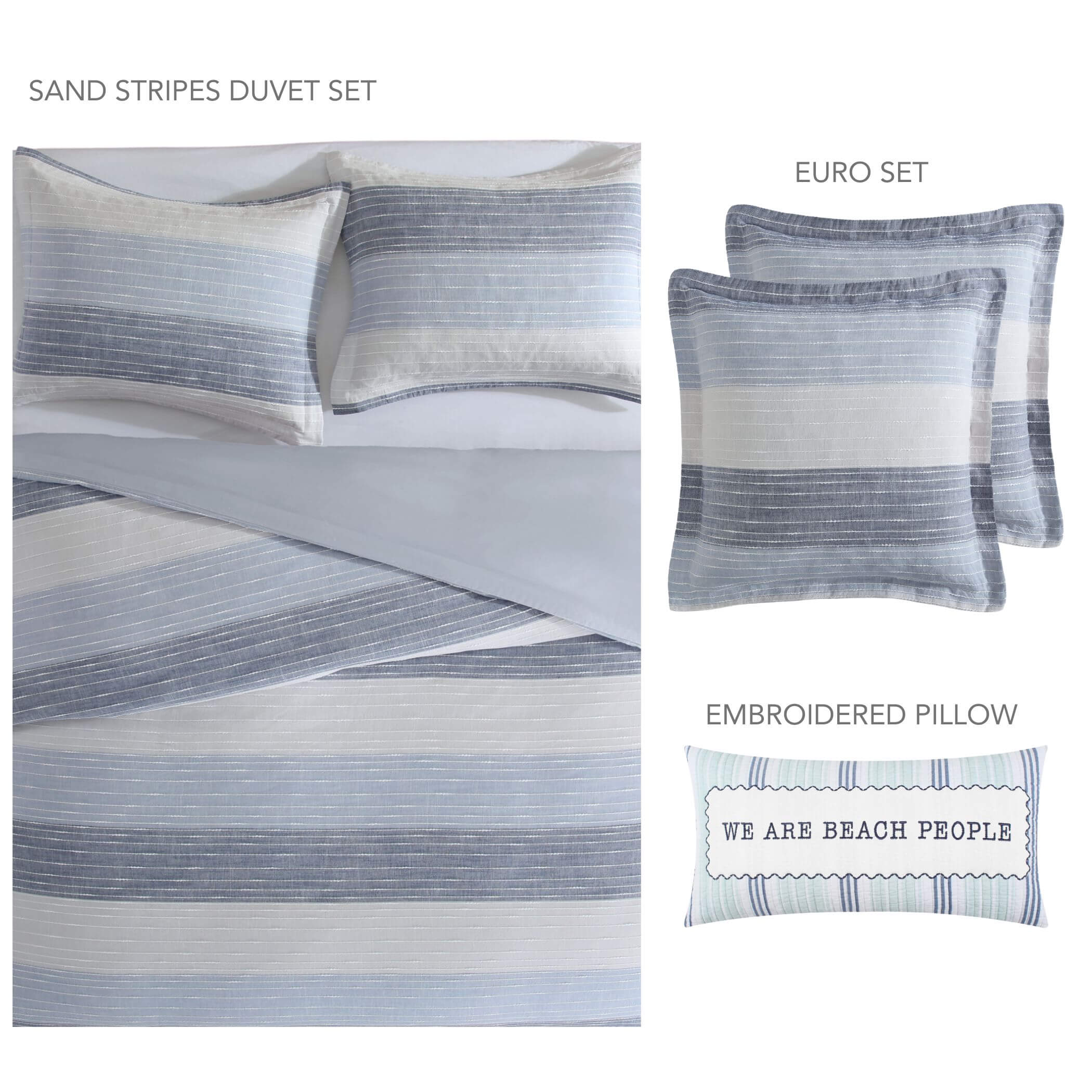 Levtex Home Sand Stripes Bundle: Comforter Set + Euro Sham set of 2 + Decorative Pillow Comforters