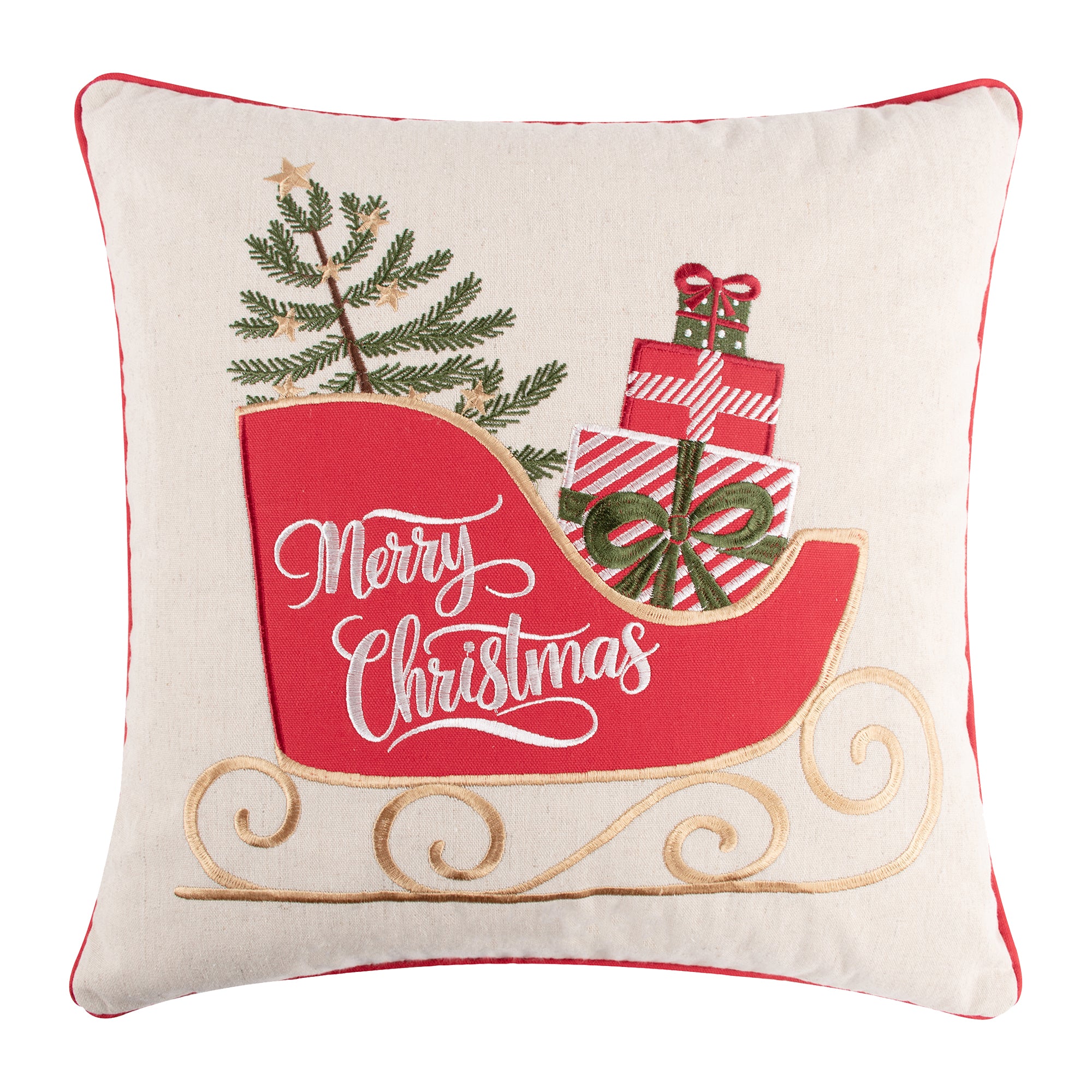 Santa's Gift Sleigh Pillow 18x18