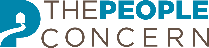 Logo of The People Concern with a blue and brown color scheme.