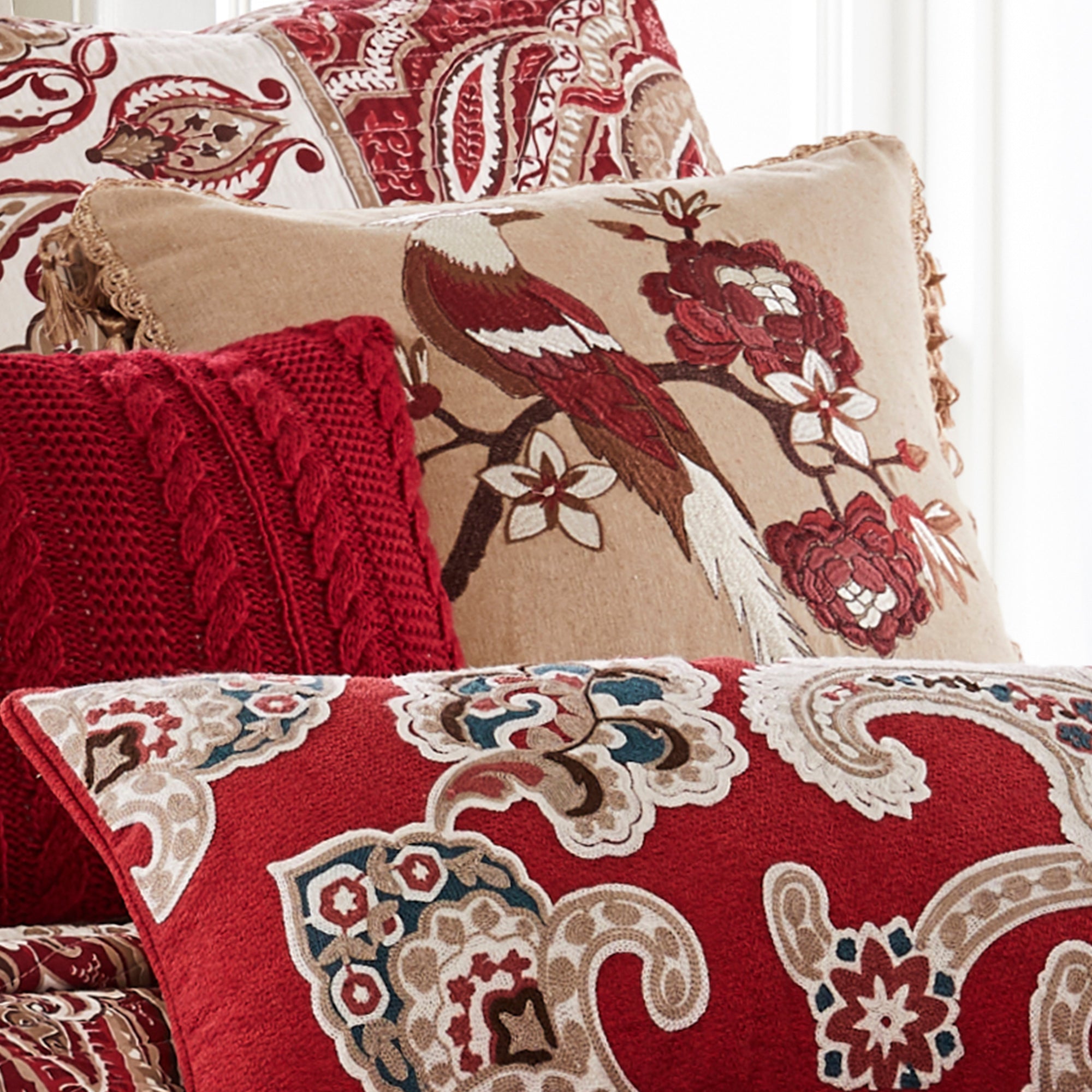 Levtex Home VL Astrid Bird Tassel Pillow 18x18 Decorative Pillows