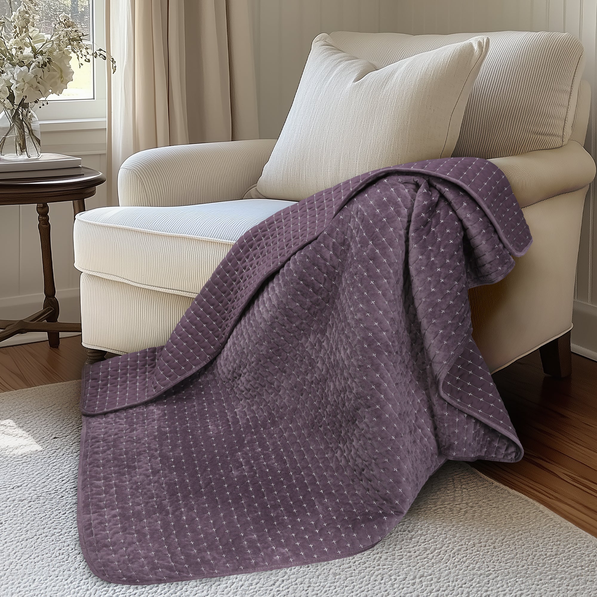 Velvet Stitch Quilted Throw