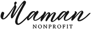 Logo of Maman Nonprofit with a black script font on a white background