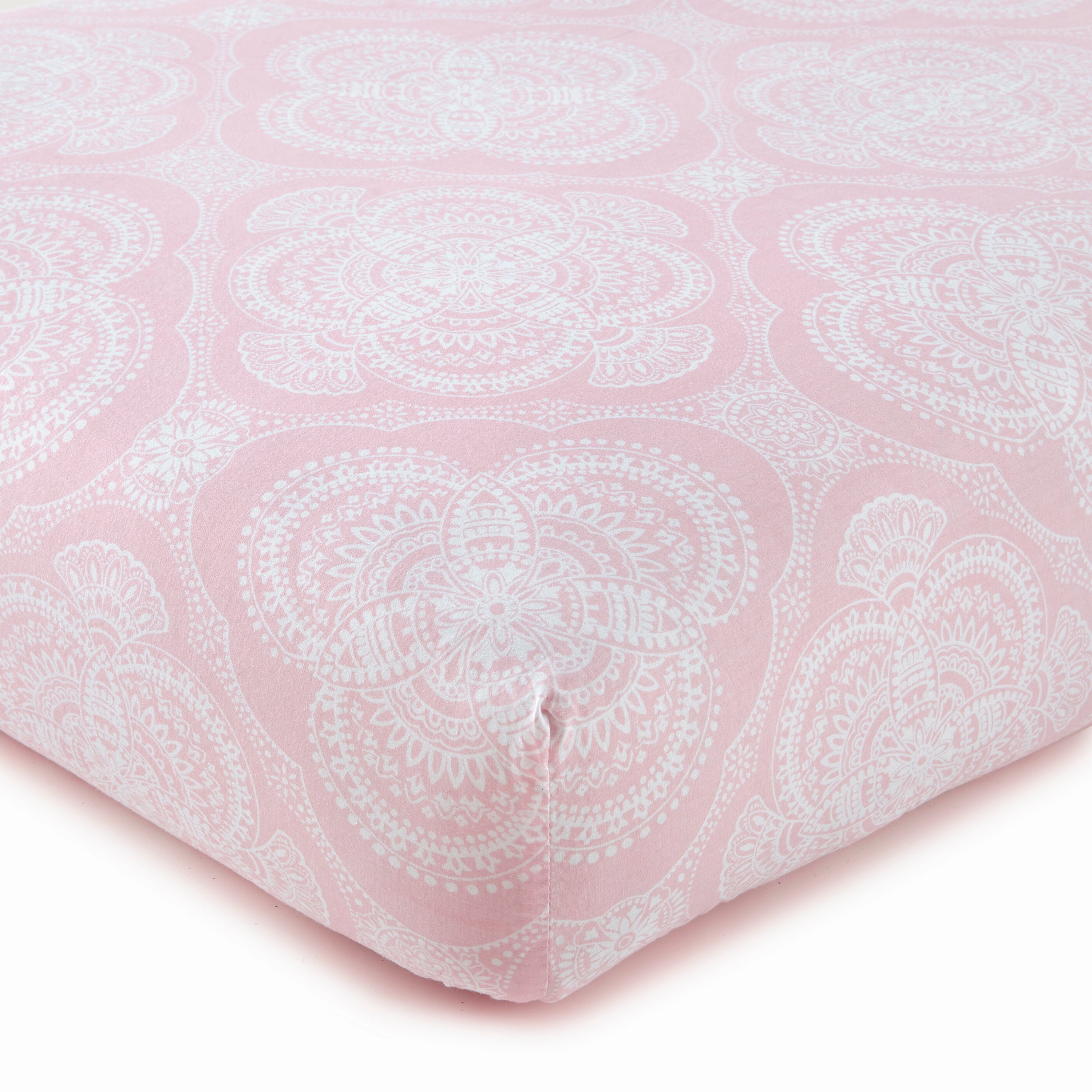 Levtex Home Willow Medallion Cotton Crib Fitted Sheet - Pink Crib Fitted Sheets
