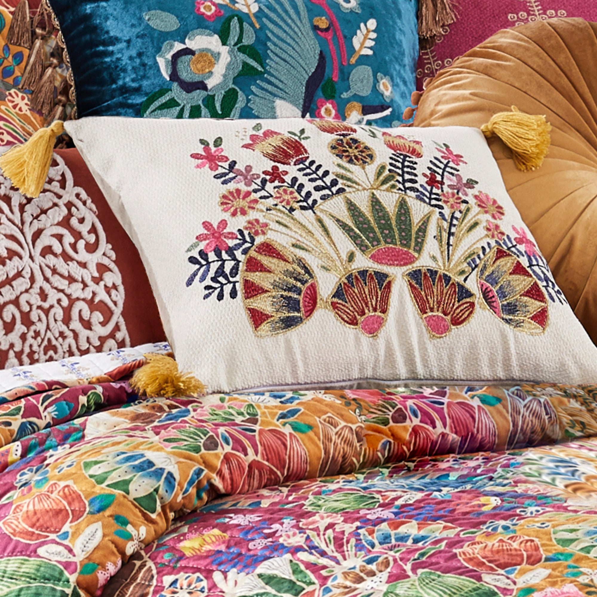 Levtex Home Delissa Velvet Multi Embroidered pillow Decorative Pillows