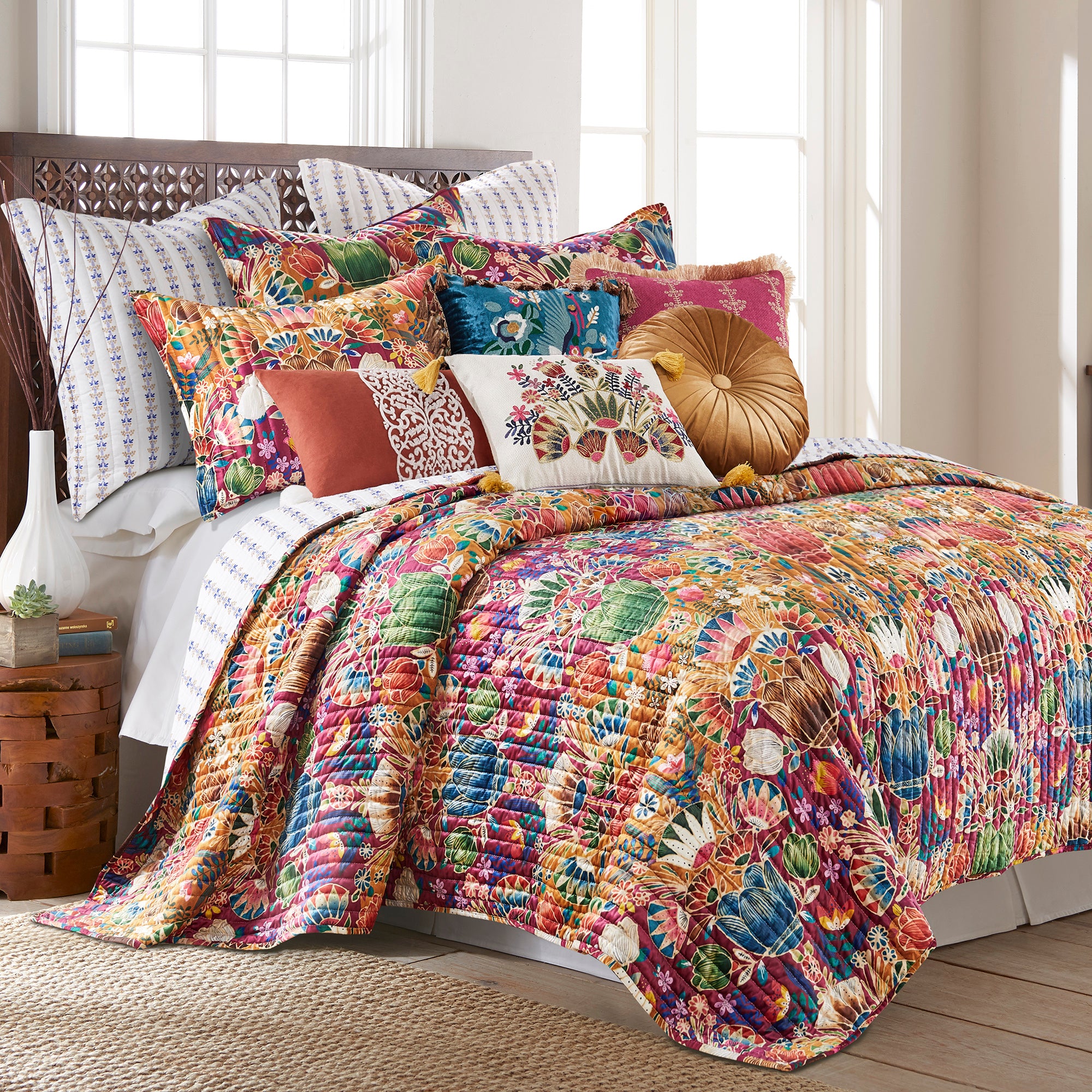 Levtex Home Delissa Velvet Multi Embroidered pillow Decorative Pillows