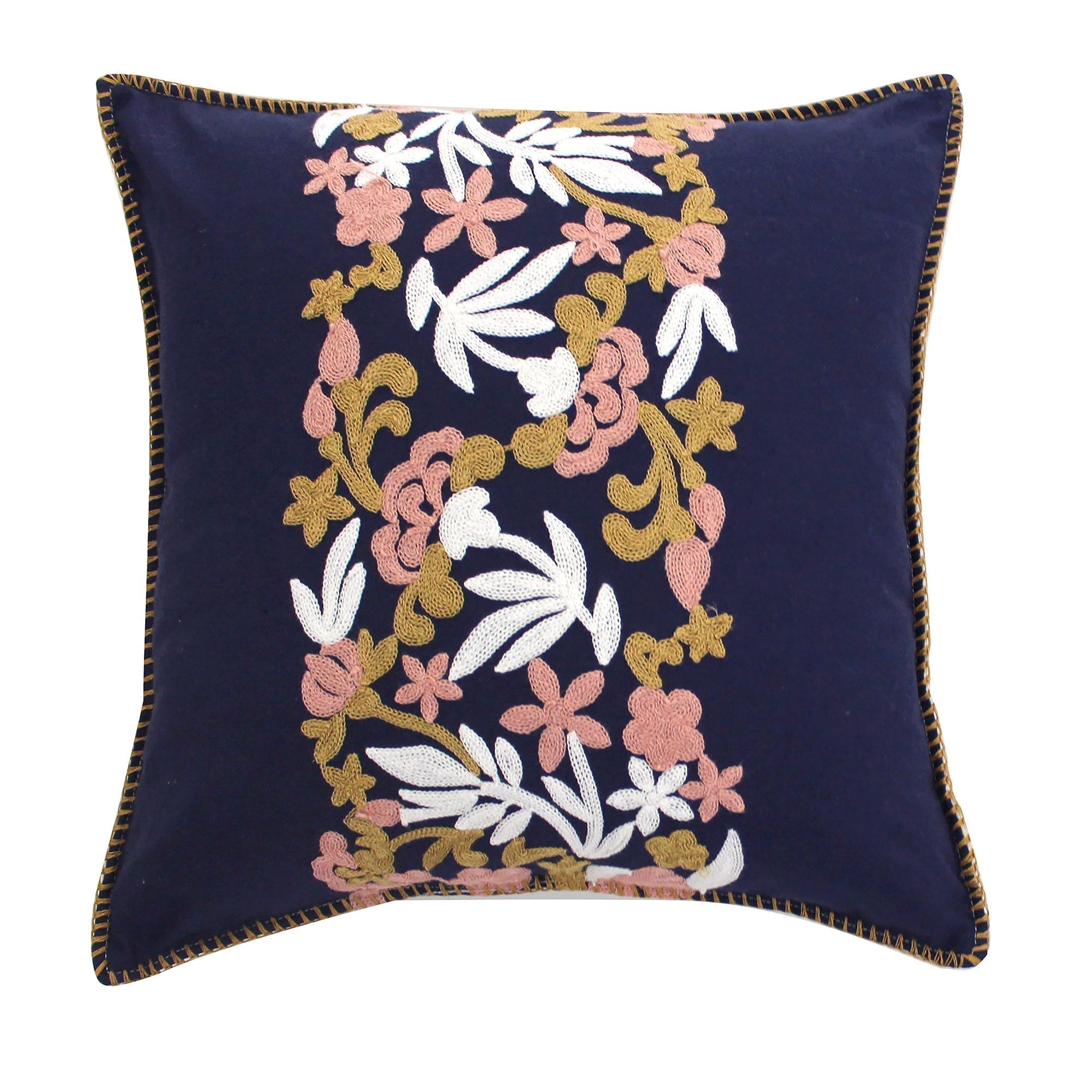 Levtex Home Madera Navy Crewel Pillow Decorative Pillows