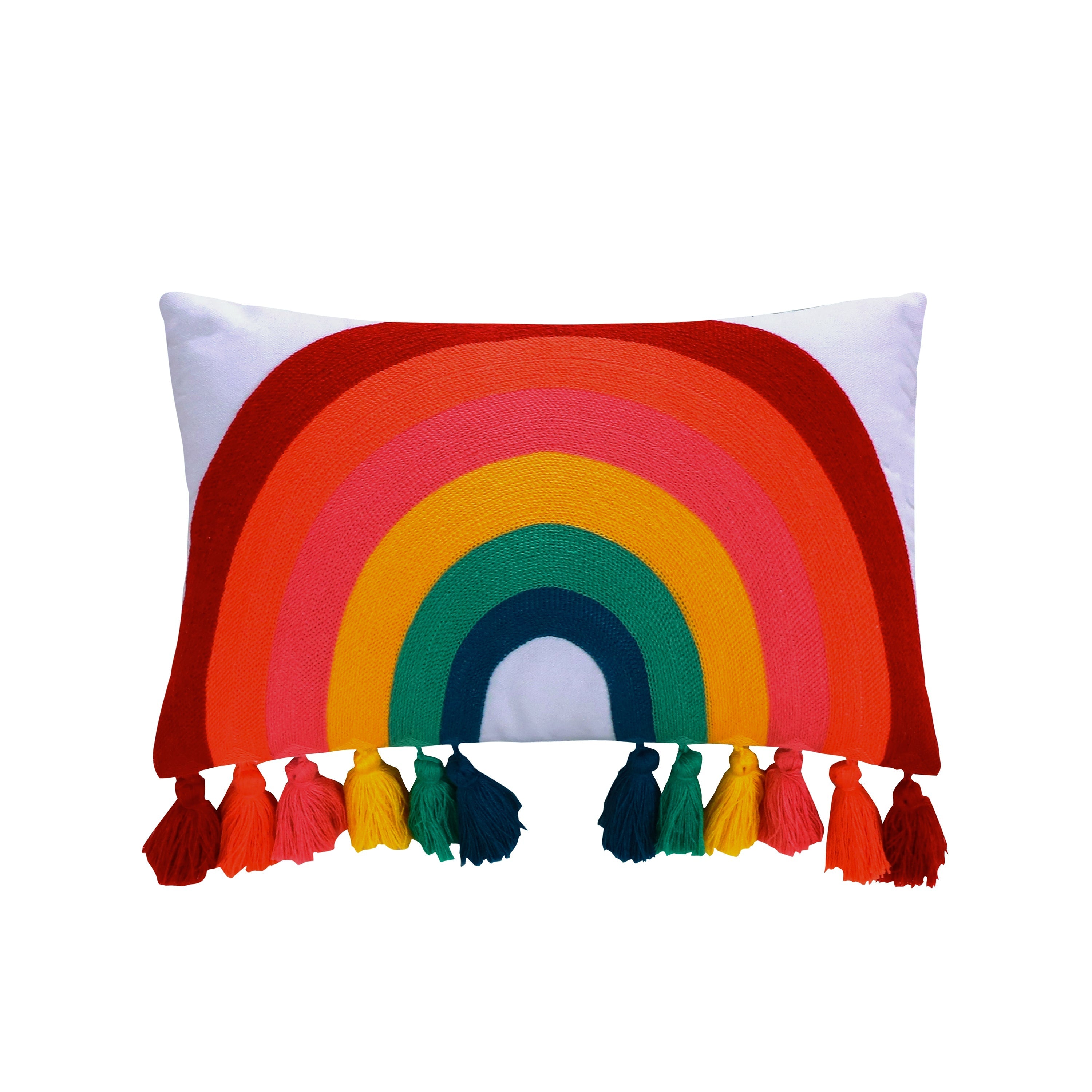 Levtex Home Chantal Rainbow Crewel Tassel Pillow Kids Decorative Pillows