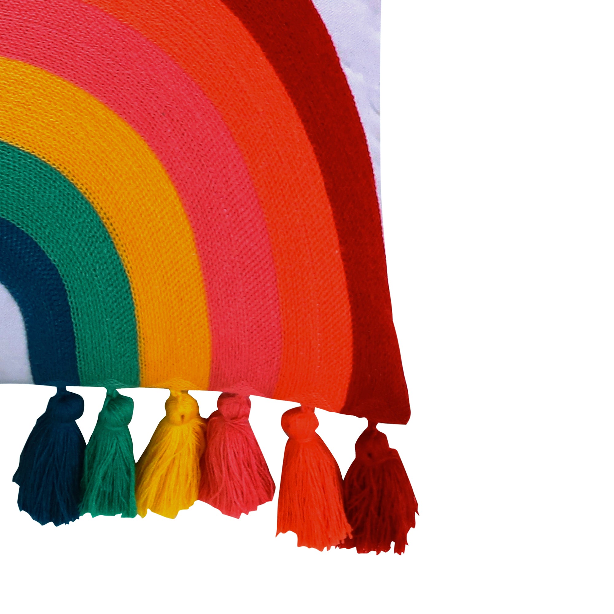 Levtex Home Chantal Rainbow Crewel Tassel Pillow Kids Decorative Pillows