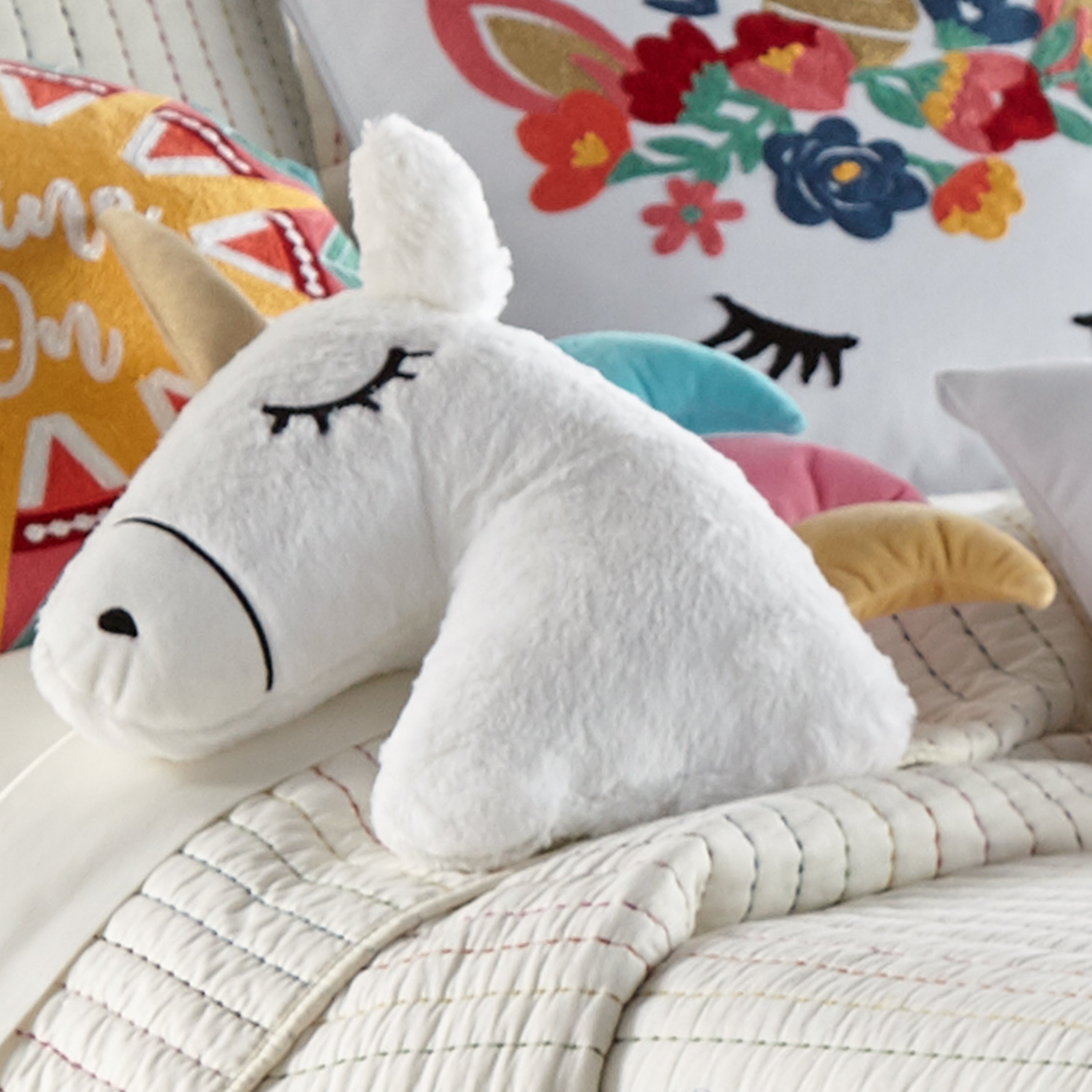 Levtex Home Chantal Unicorn Shaped Pillow Kids Decorative Pillows