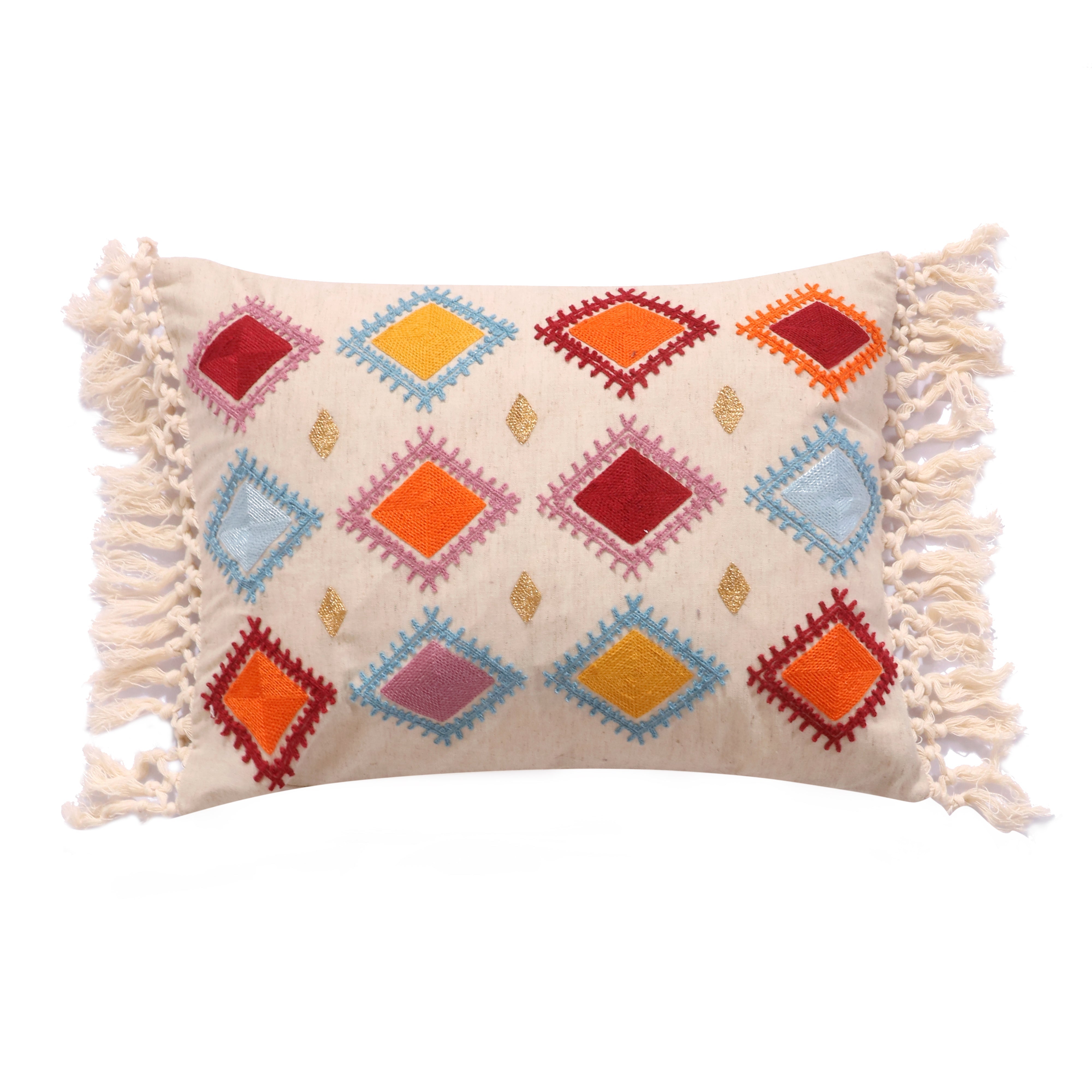 Levtex Home Aitana Fringed Crewel Diamond Pillow Decorative Pillows