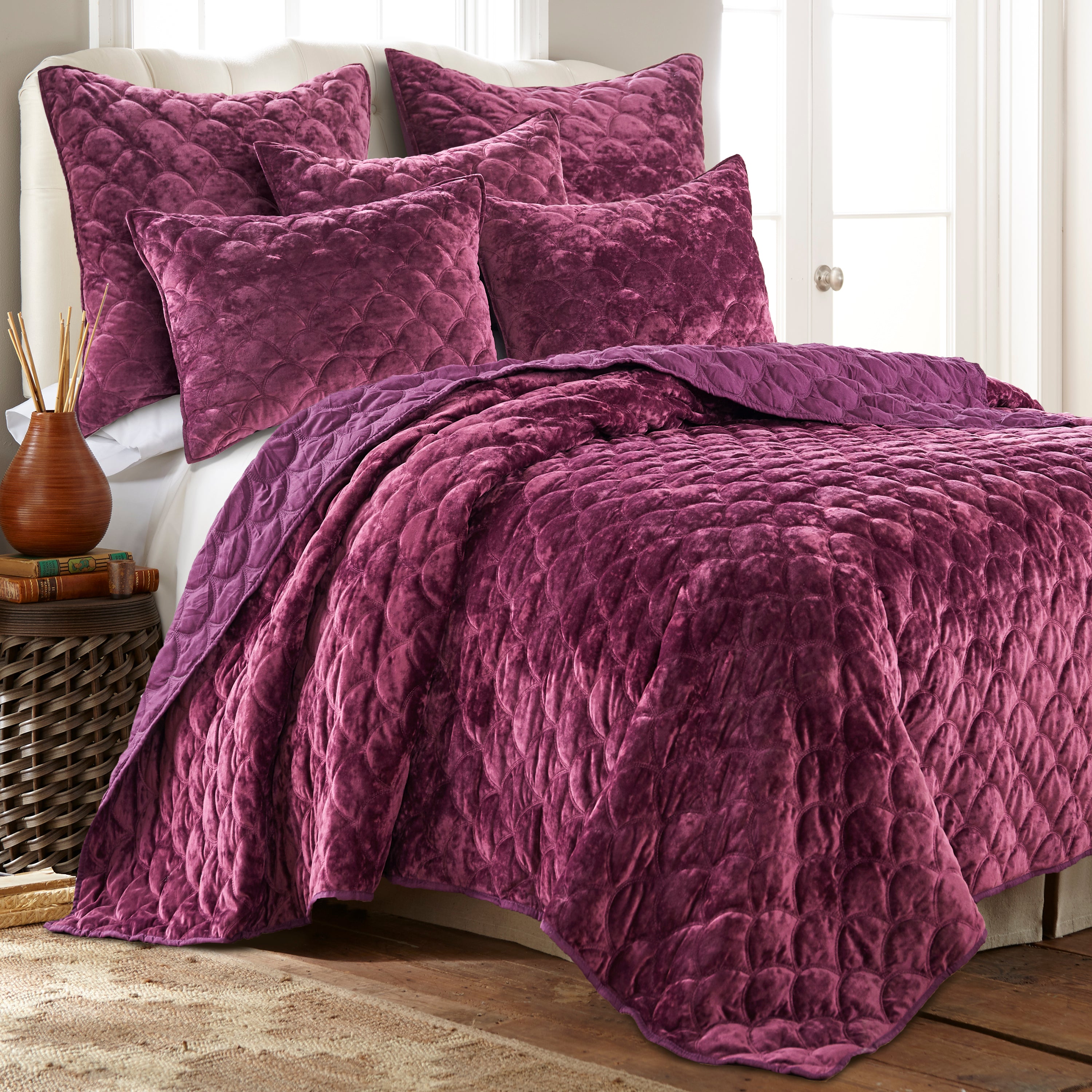 Levtex Home Ellora Plum Velvet Standard Sham Shams