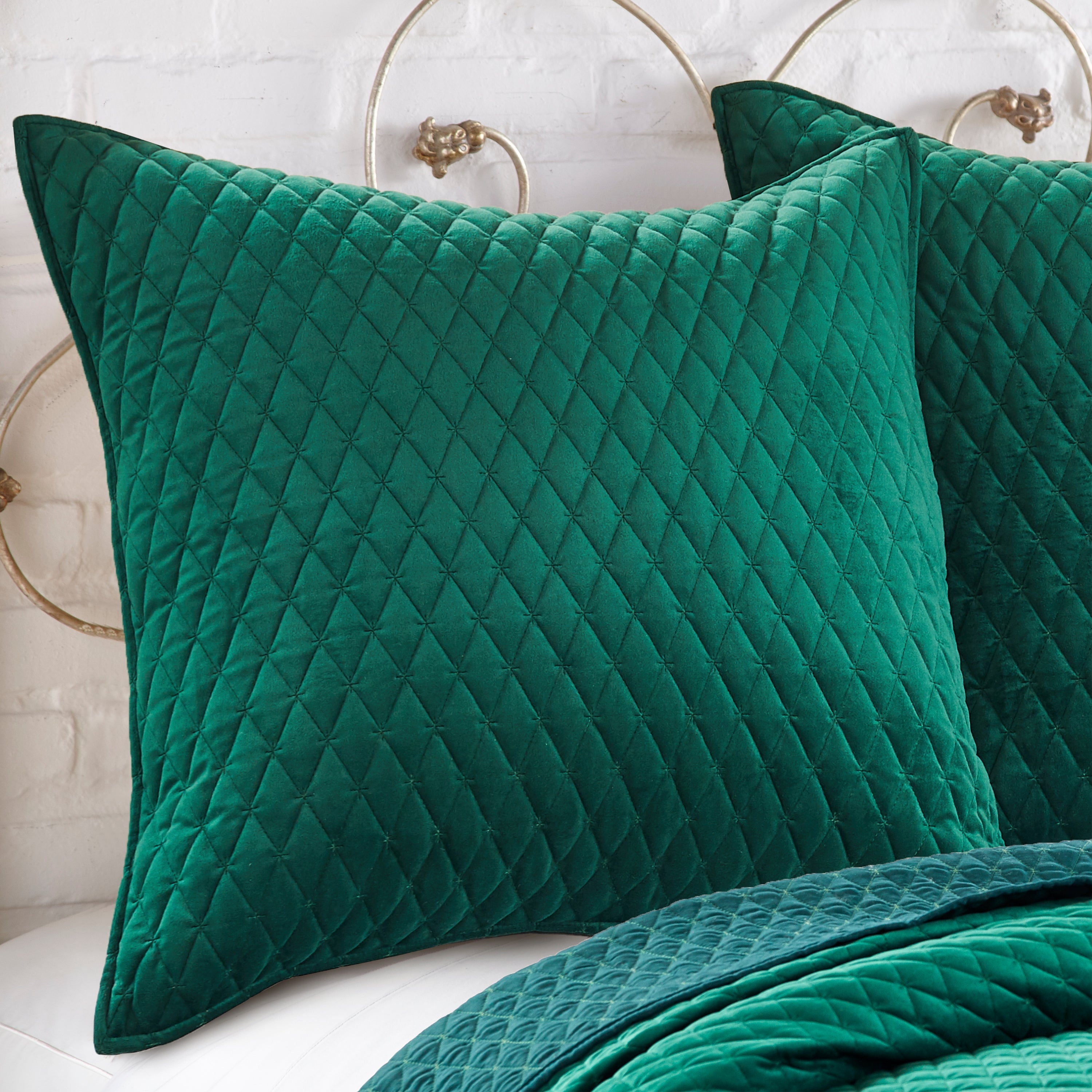 Levtex Home Empire Velvet Emerald Green Euro Sham Euro Shams