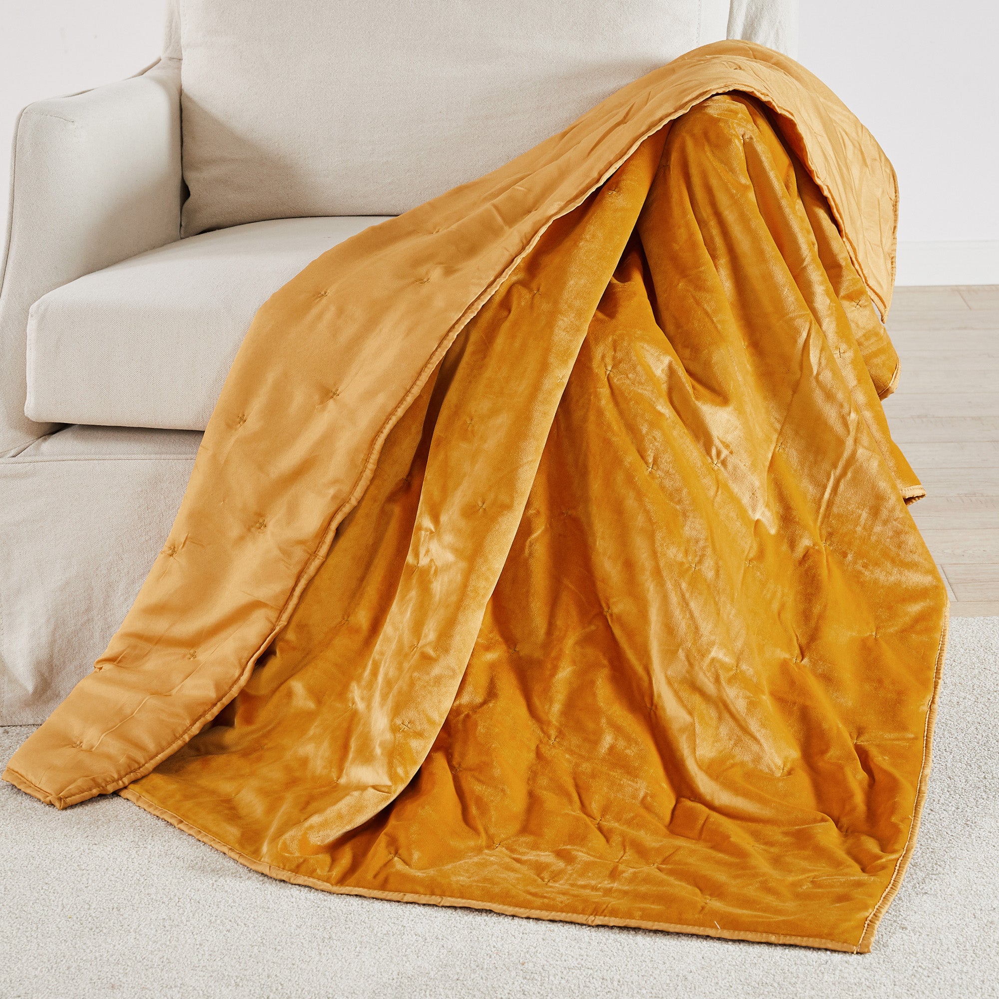 Levtex Home BH Calabria Velvet Ochre Quilted Throw Throws