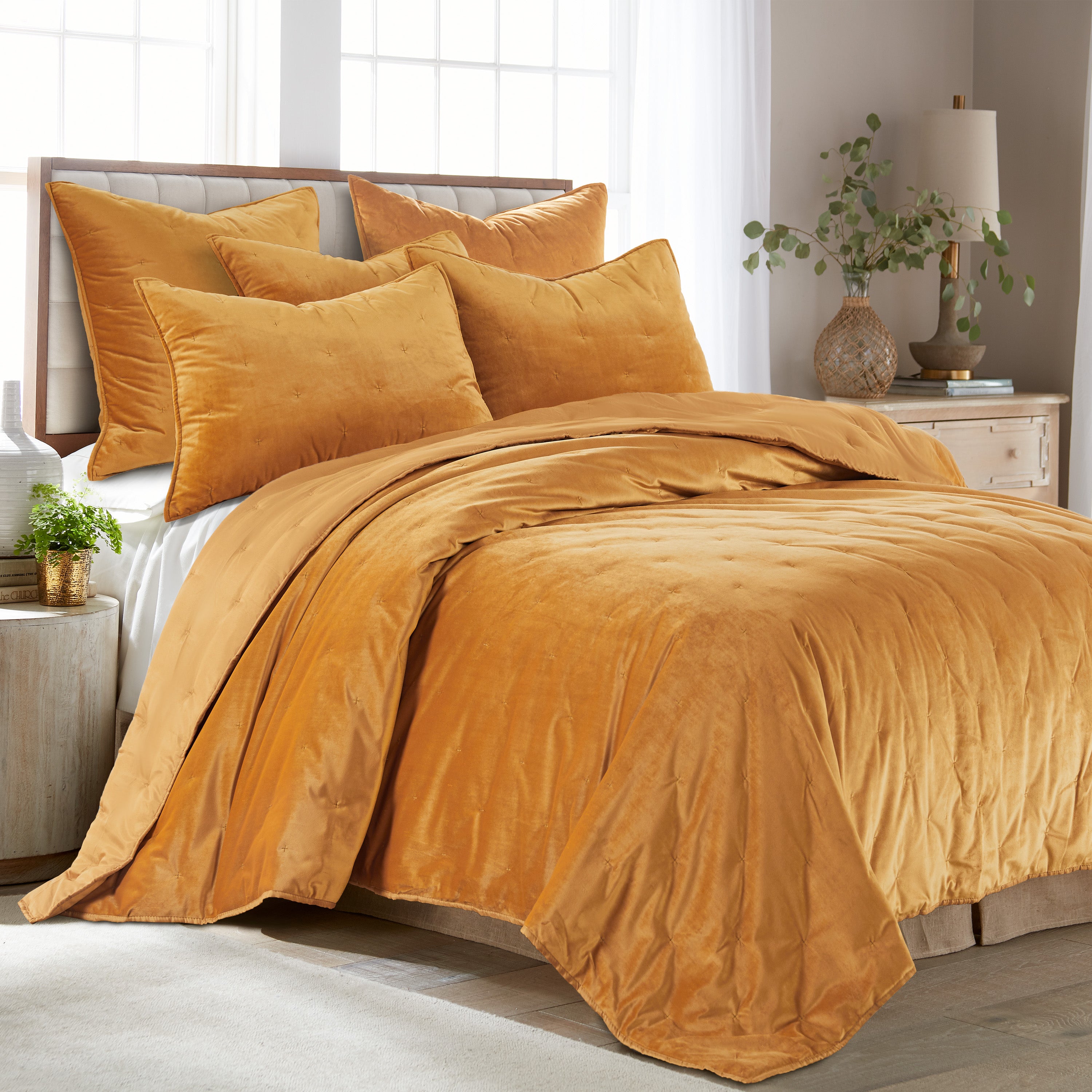 Levtex Home BH Calabria Velvet Ochre Standard Sham Shams