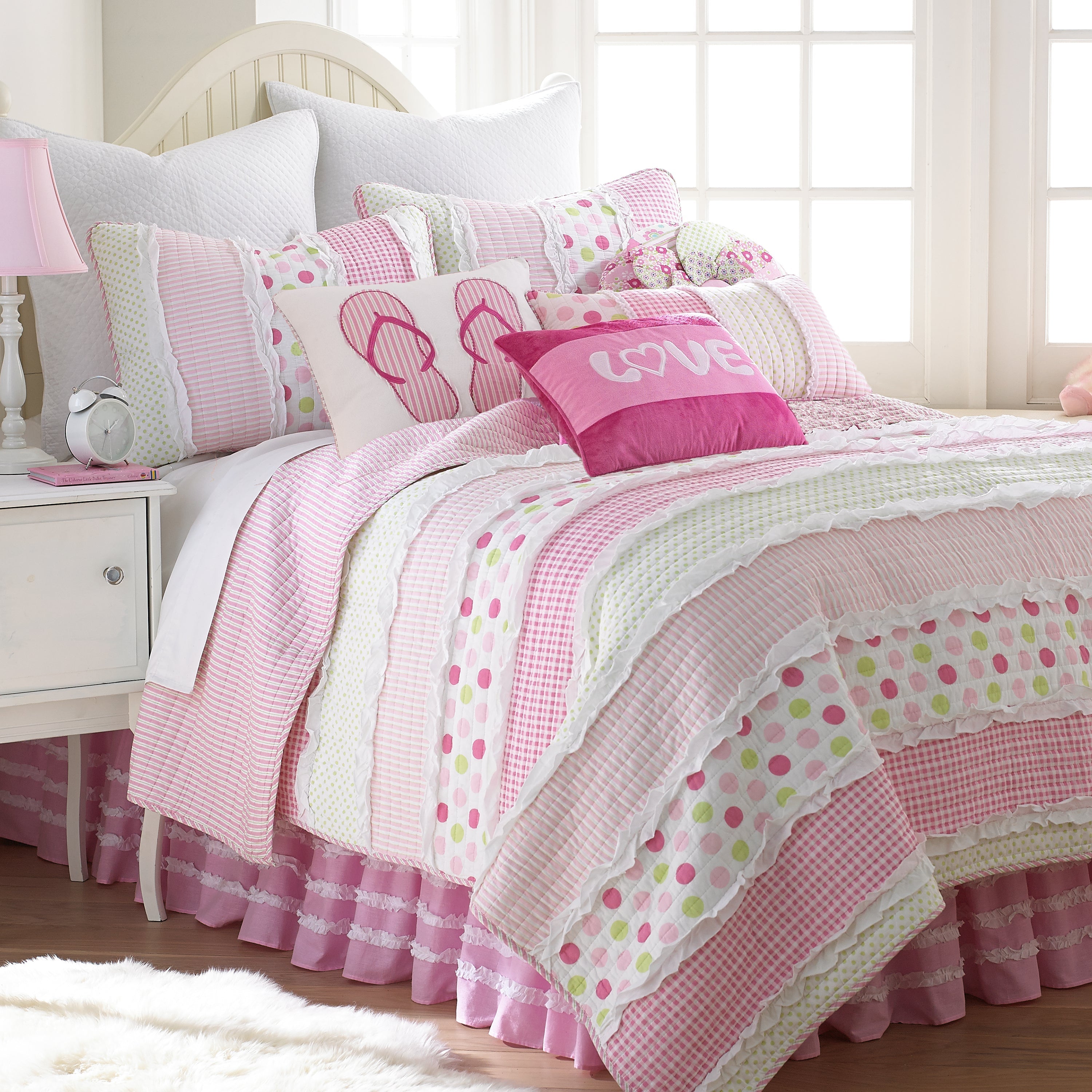 Levtex Home Pink Ruched Dust Ruffle Dust Ruffles