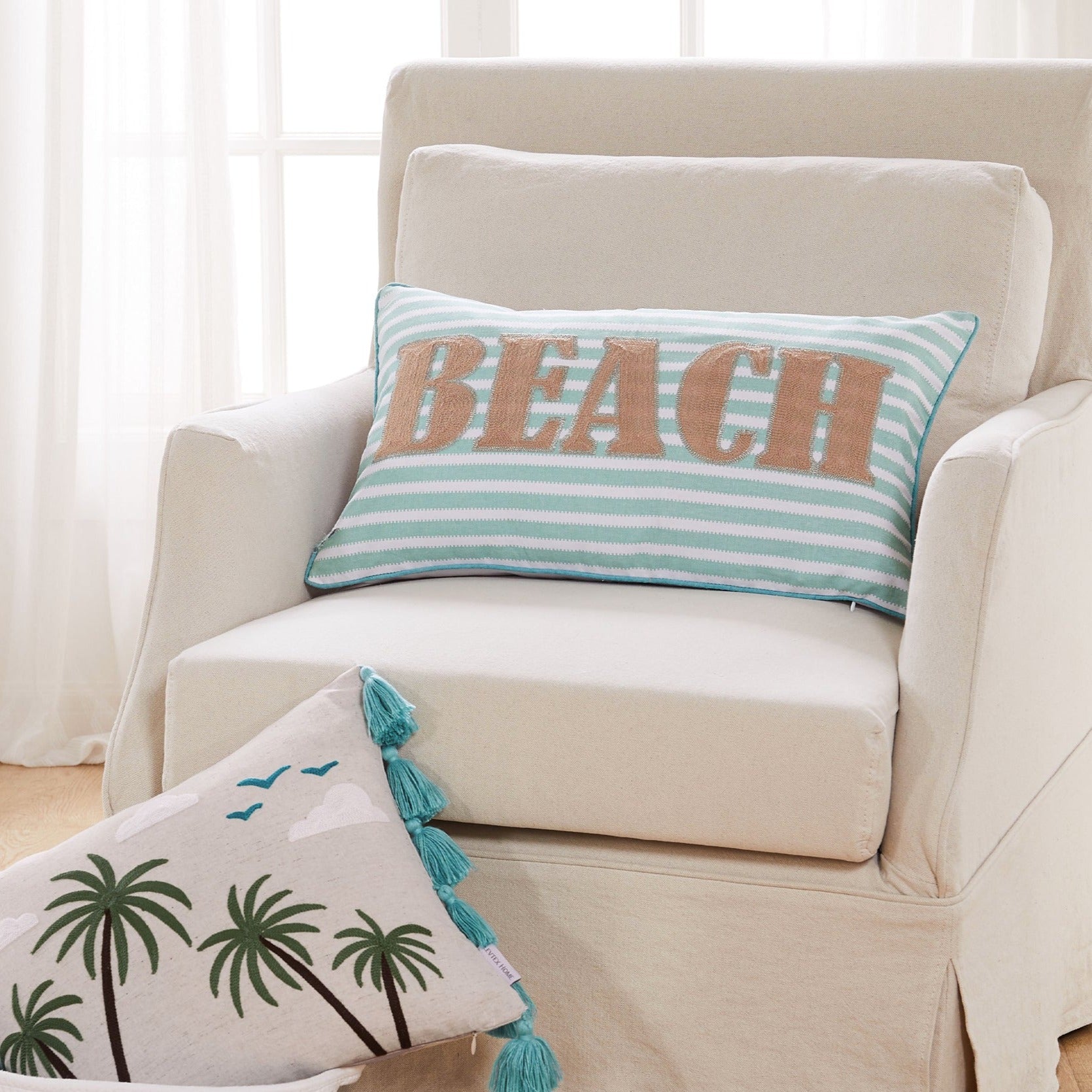 Levtex Home Beach Days Palm Tassel Pillow Decorative Pillows