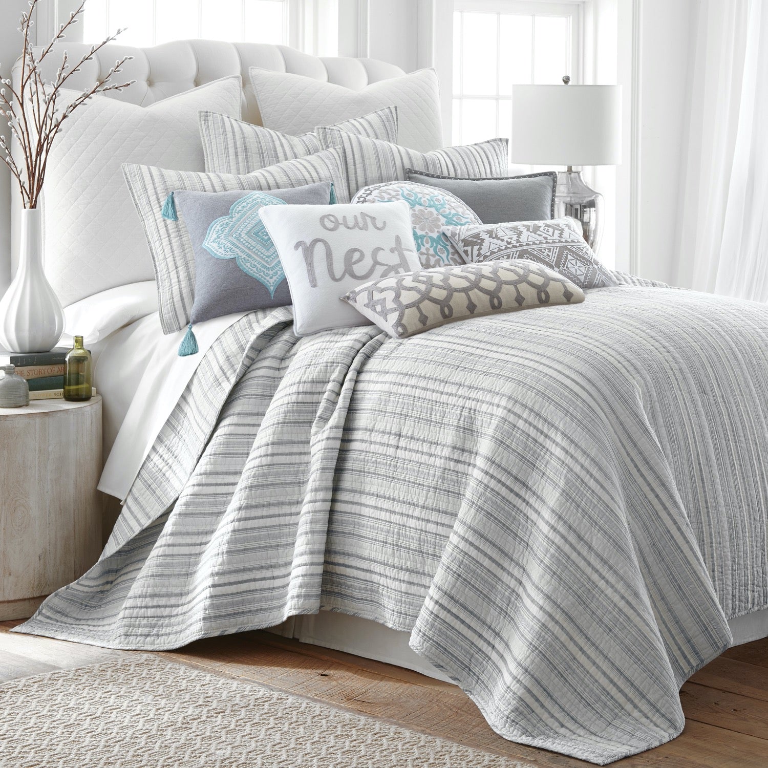 Levtex Home Bondi Stripe Grey Quilt Set Quilts