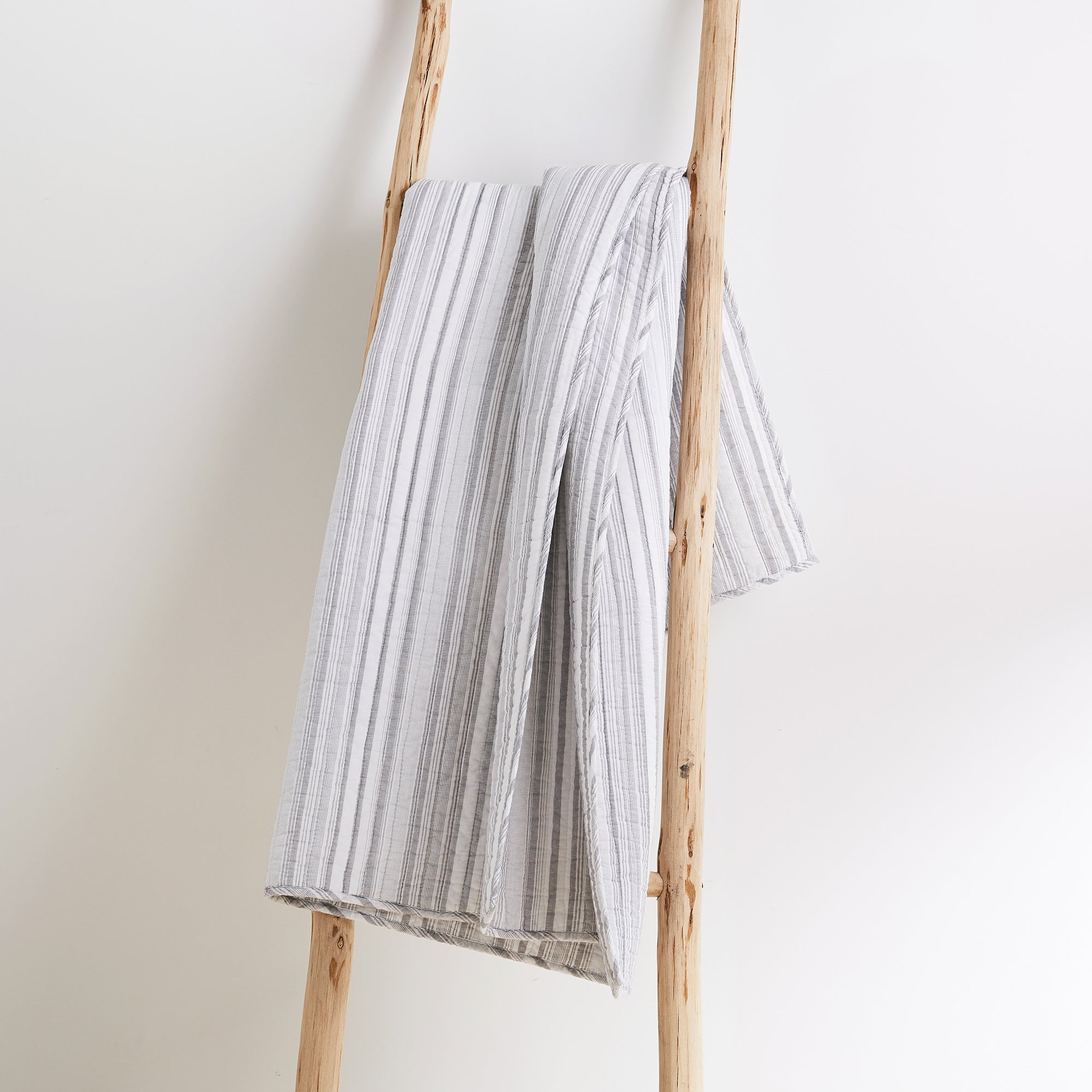 Levtex Home Bondi Stripe Grey Quilted Throw Throws