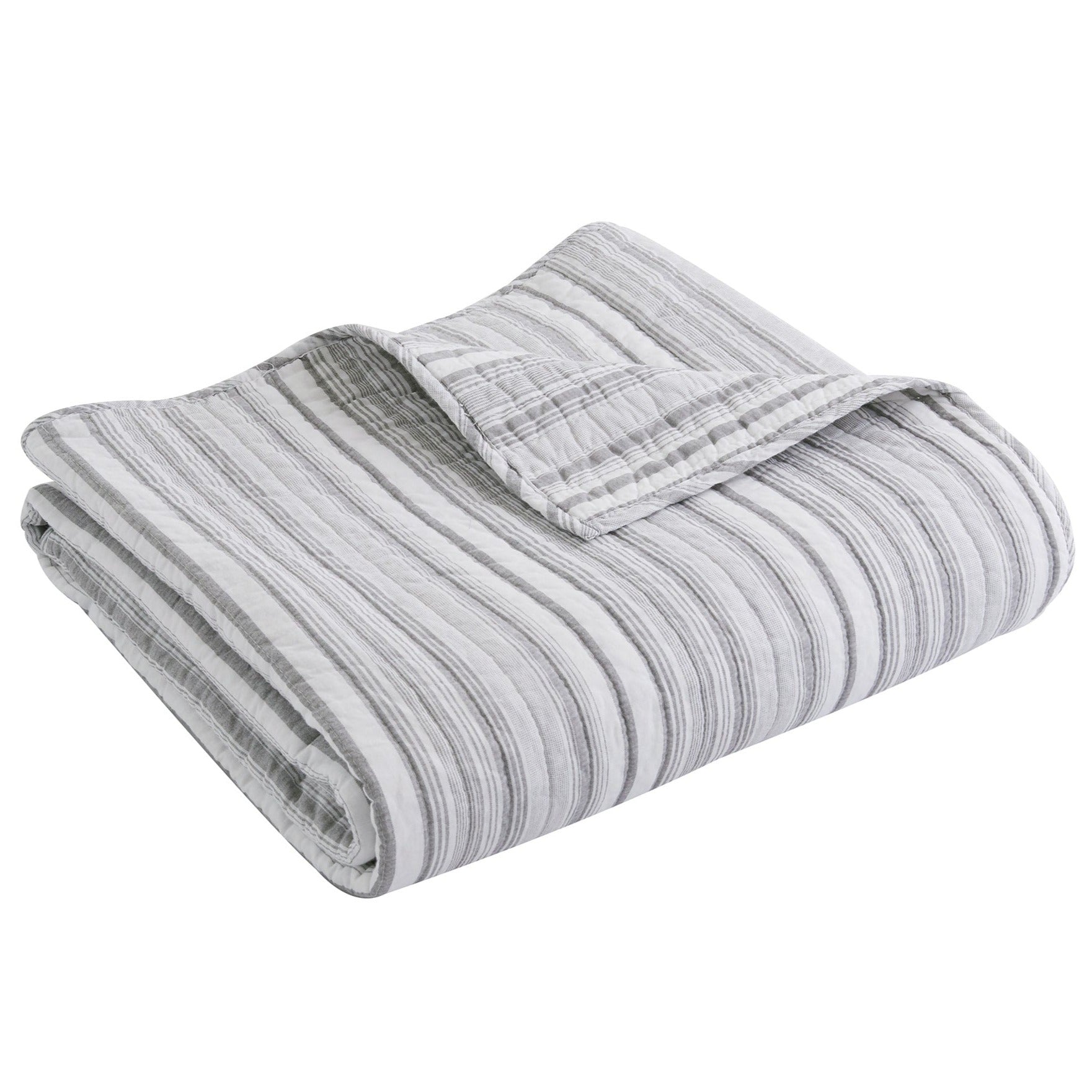 Levtex Home Bondi Stripe Grey Quilted Throw Throws