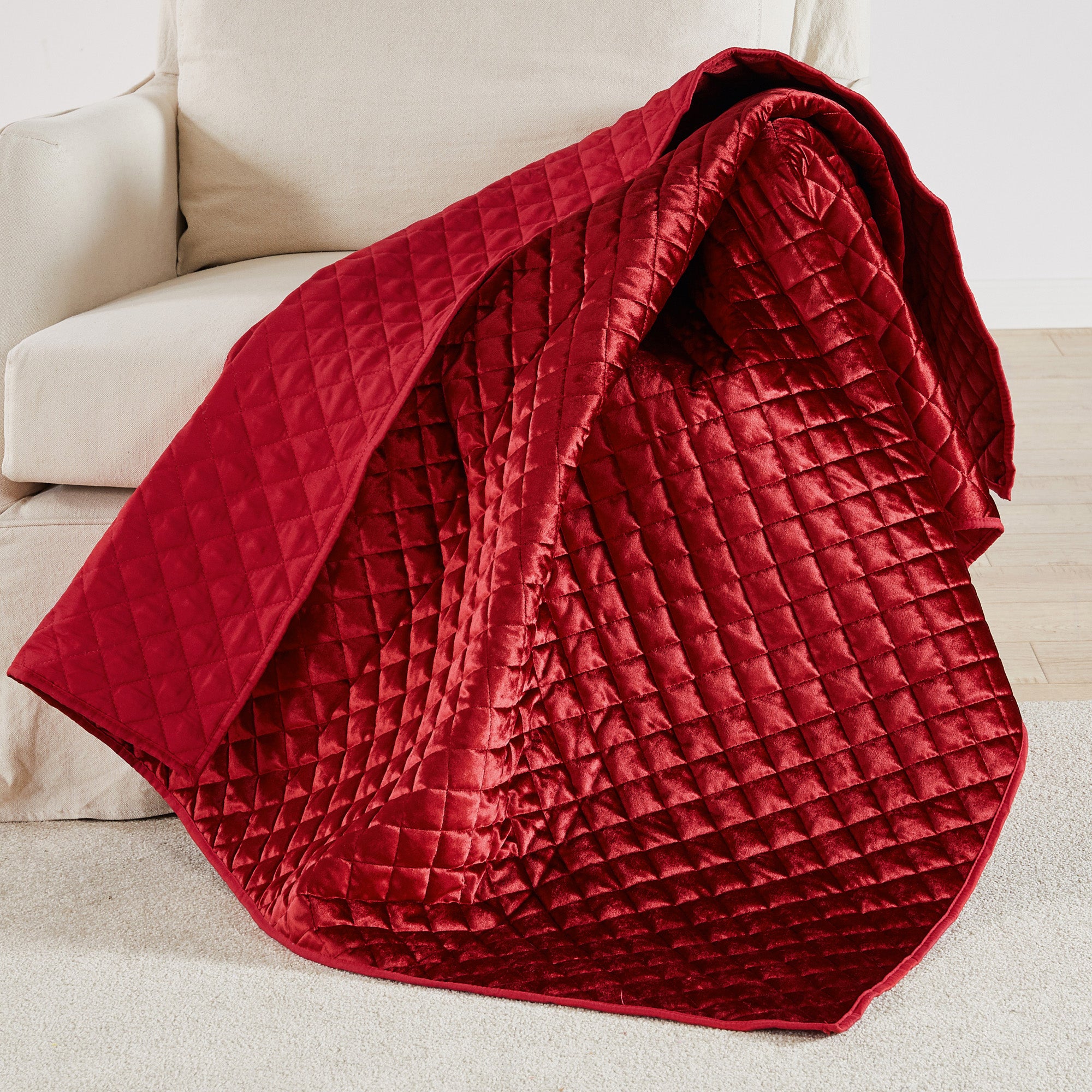 Levtex Home Red Velvet Quilted Throw Throws