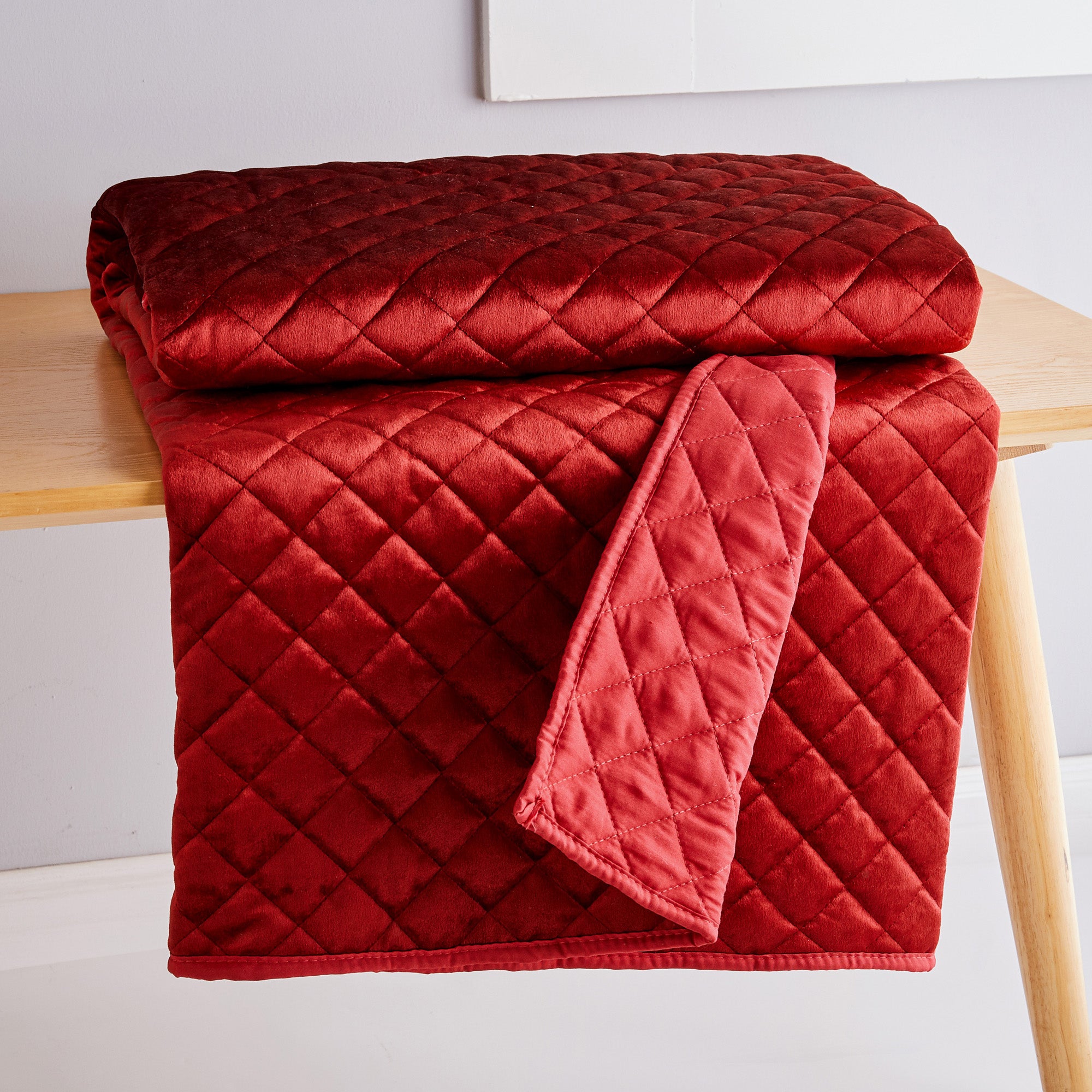 Levtex Home Red Velvet Quilted Throw Throws