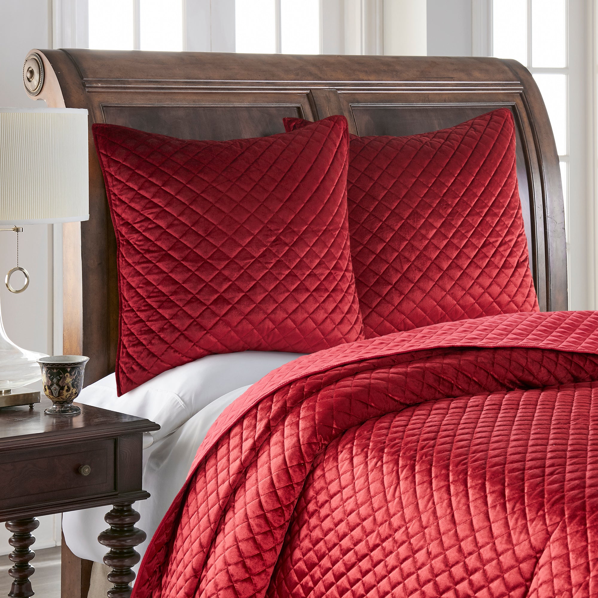 Levtex Home Red Velvet Euro Sham set of 2 Euro Shams