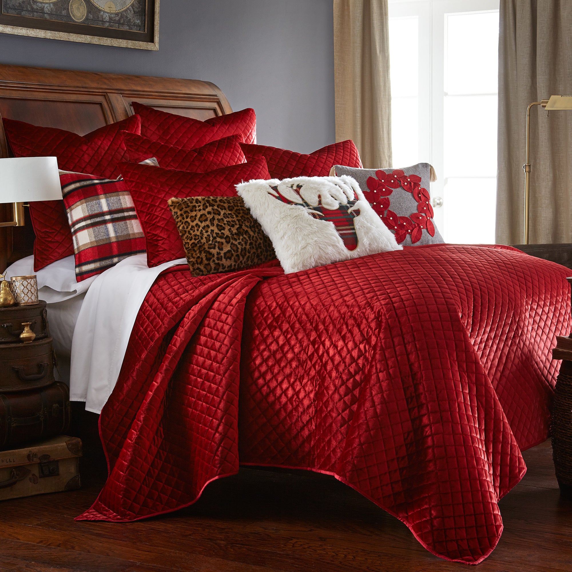 Levtex Home Red Velvet Euro Sham set of 2 Euro Shams