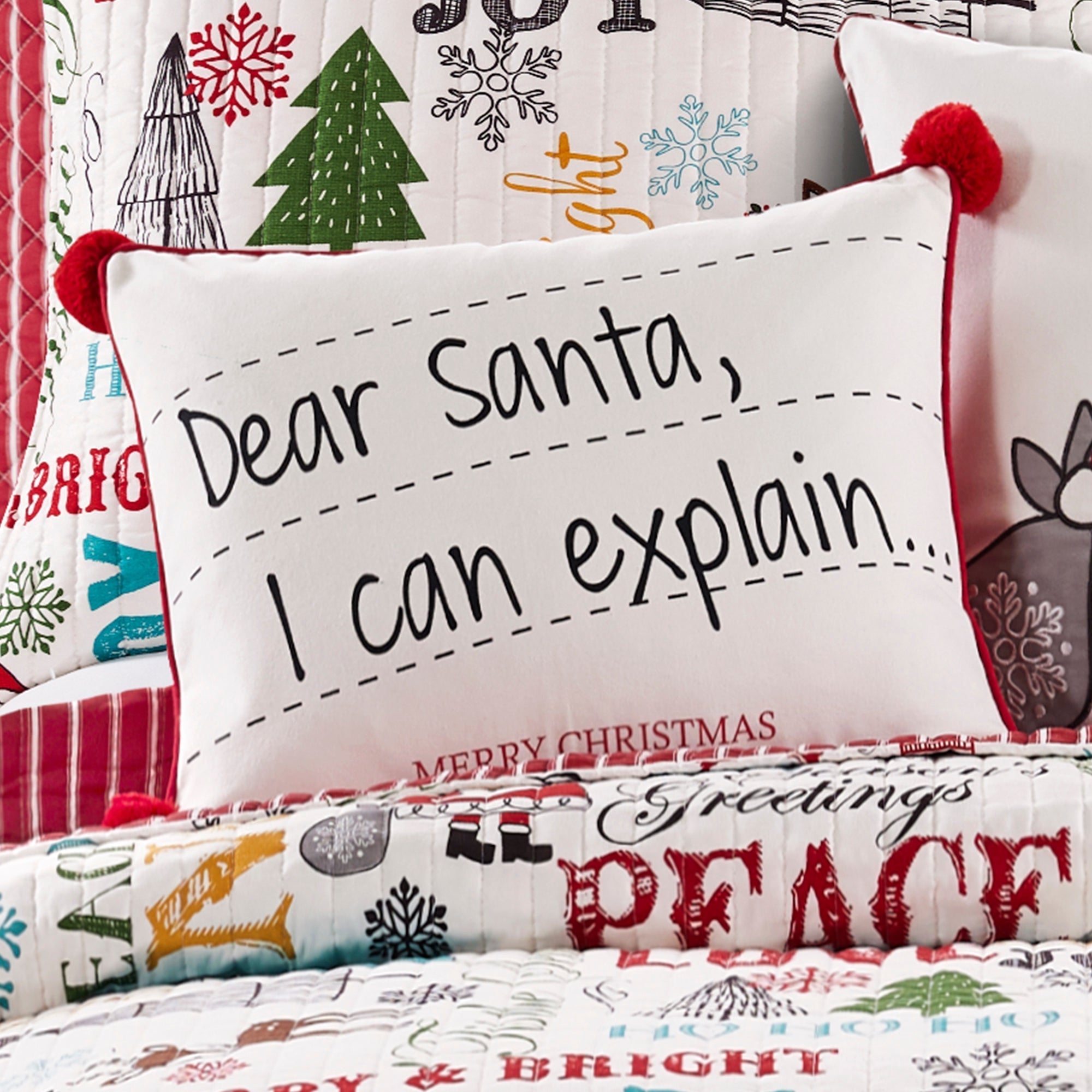 Levtex Home Santa Claus Lane Postcard Pom Pillow Decorative Pillows