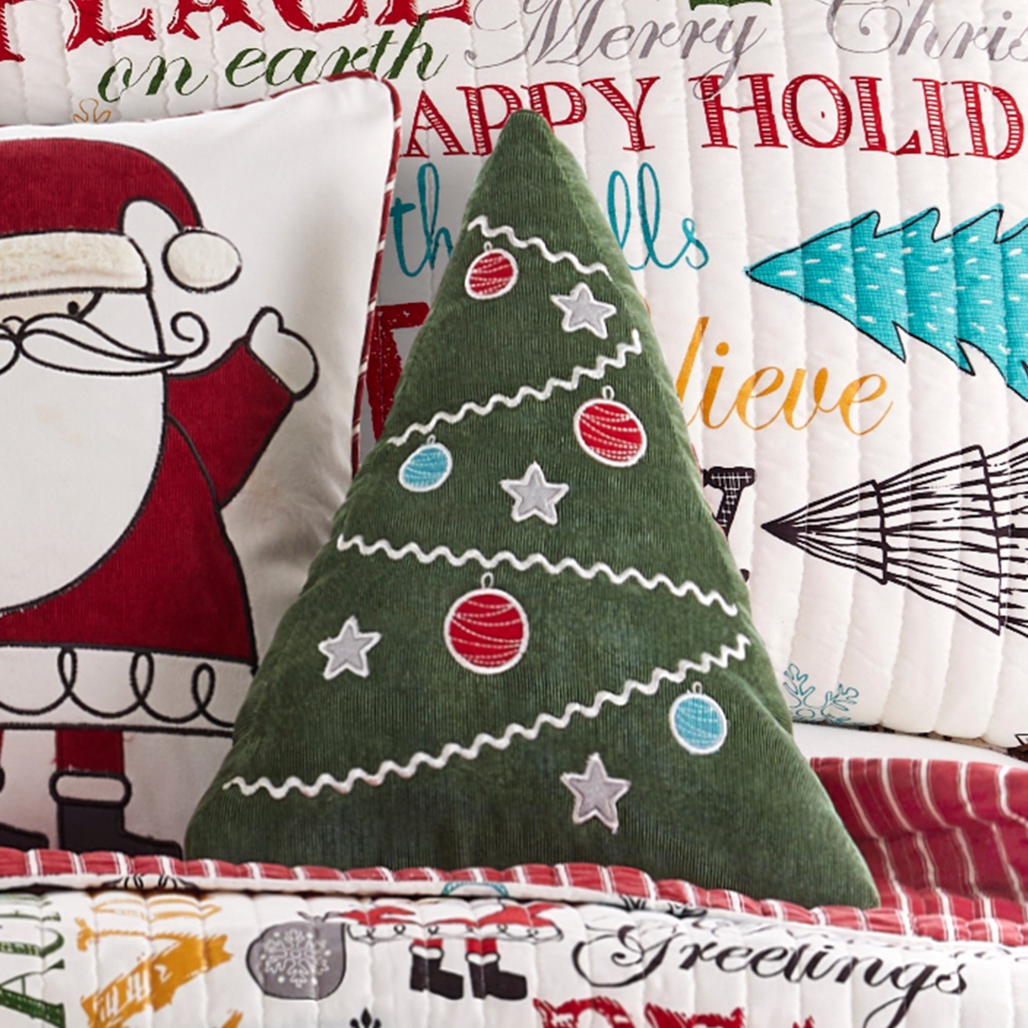Levtex Home Santa Claus Lane Christmas Tree Pillow Decorative Pillows