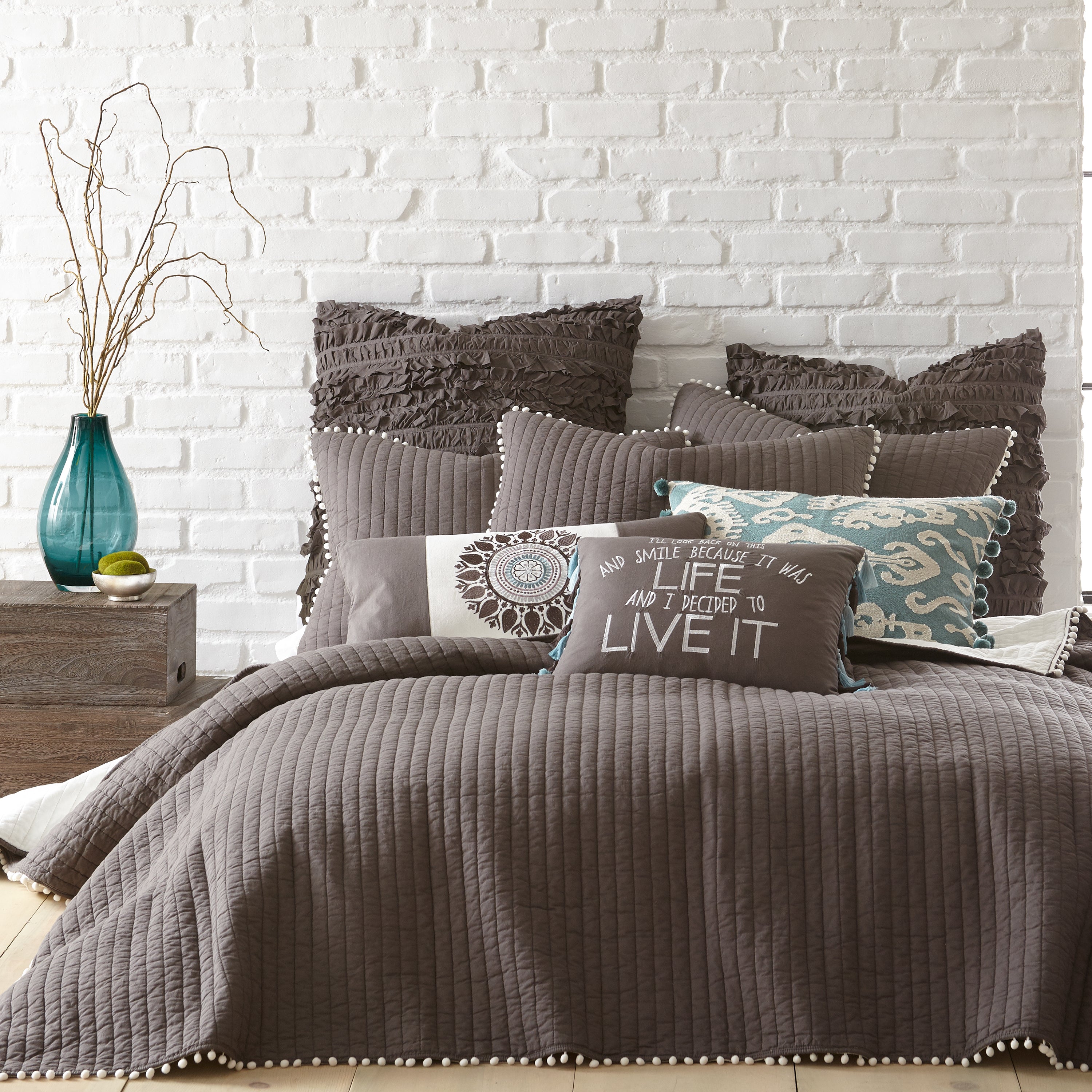 Levtex Home Pom Pom Slate Standard Sham Shams