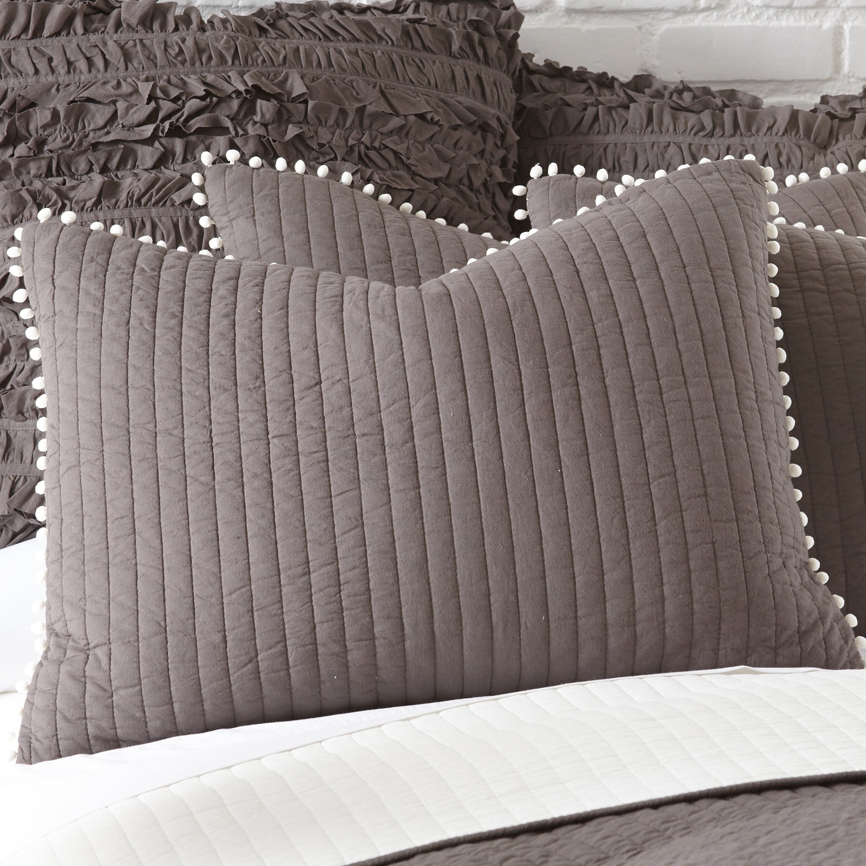 Levtex Home Pom Pom Slate Standard Sham Shams