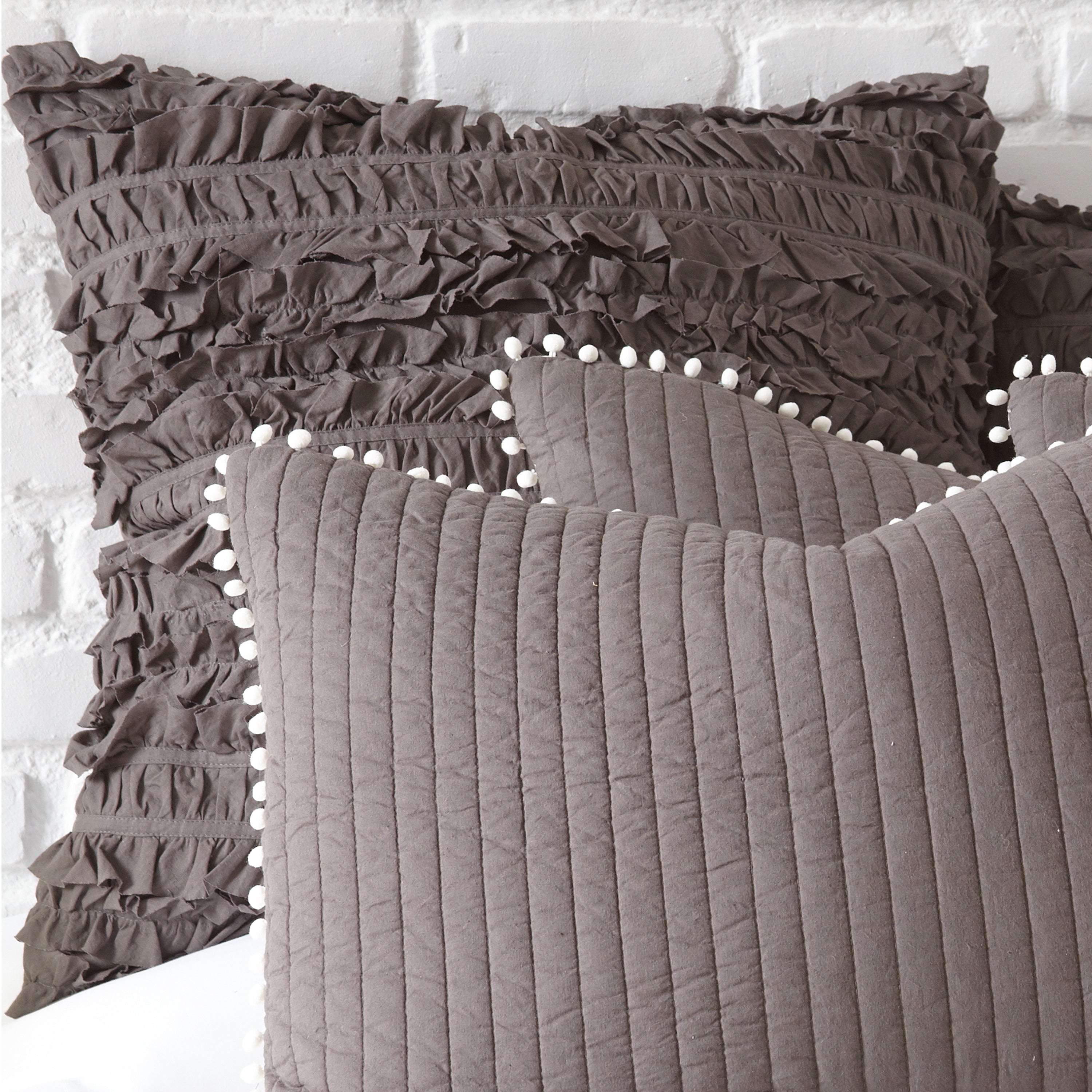 Levtex Home Pom Pom Slate Euro Sham Euro Shams