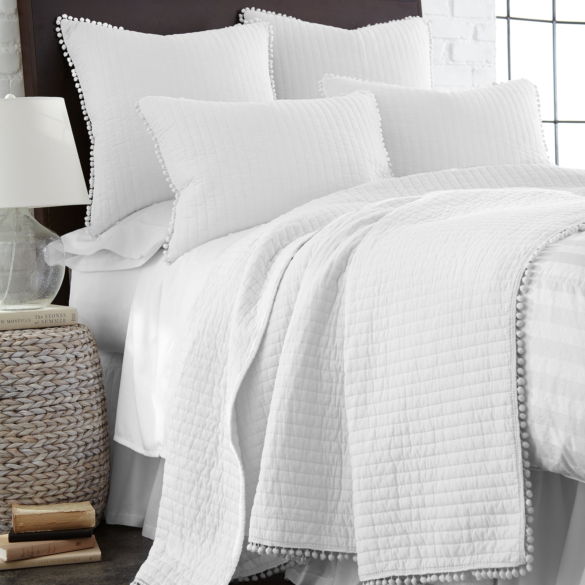 Levtex Home Pom Pom White Euro Sham Euro Shams
