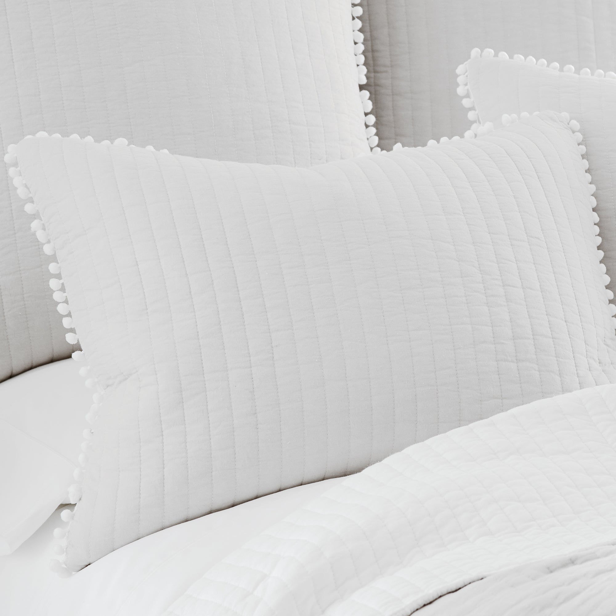 Levtex Home Pom Pom White Standard Sham Shams