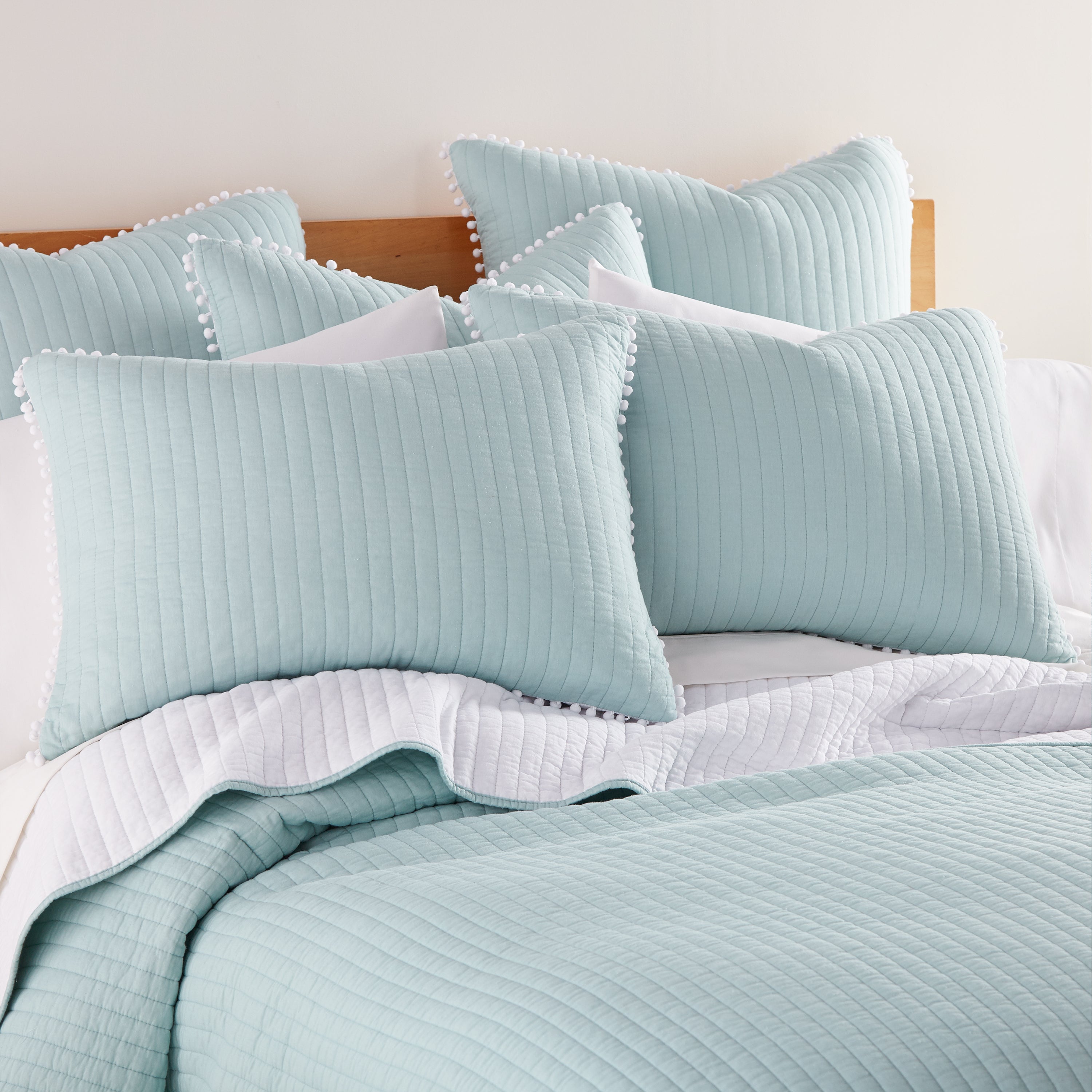 Levtex Home Pom Pom Blue Haze Shams Euro Shams